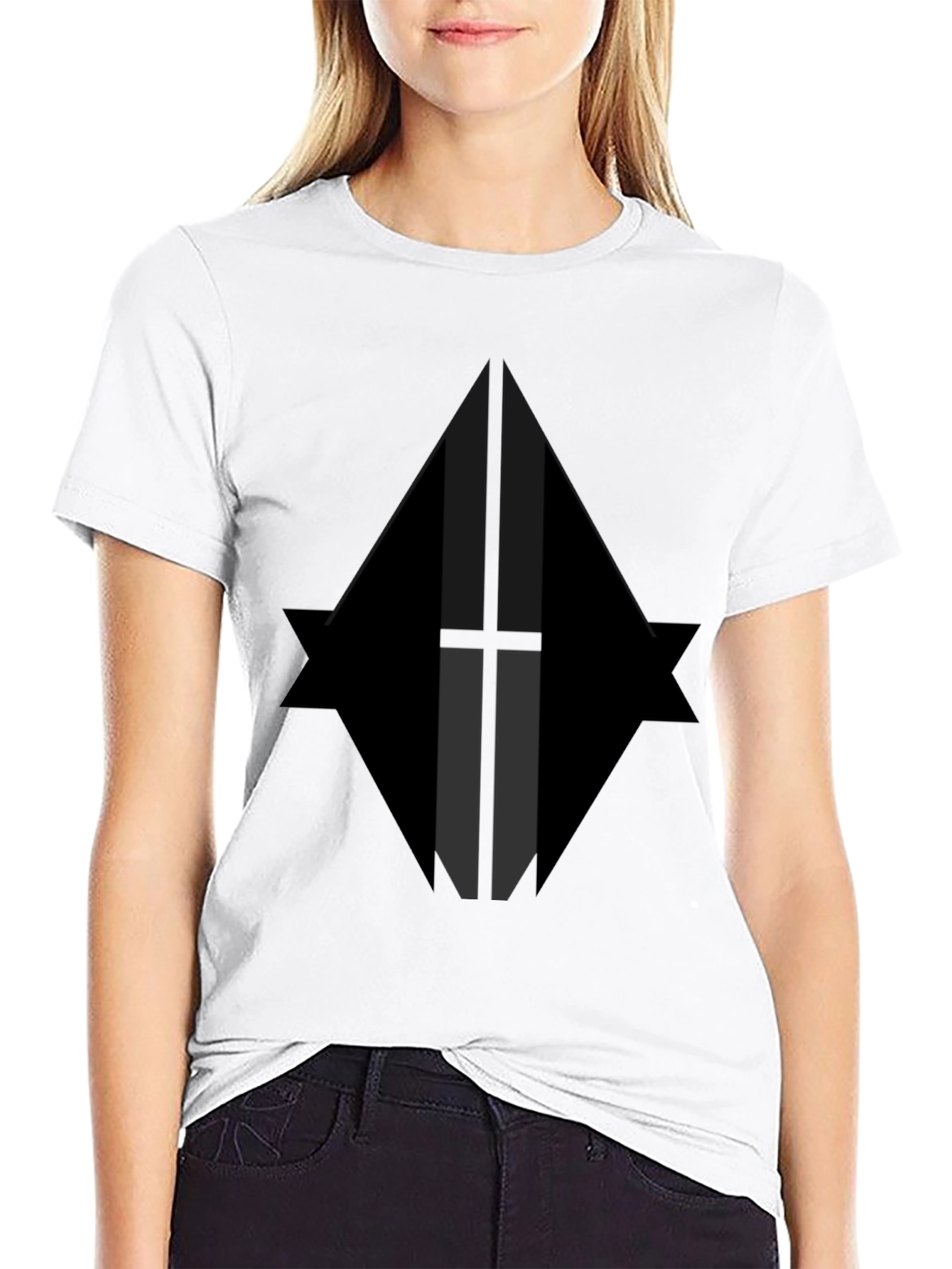 Geometric Graphic Print Black T-Shirt