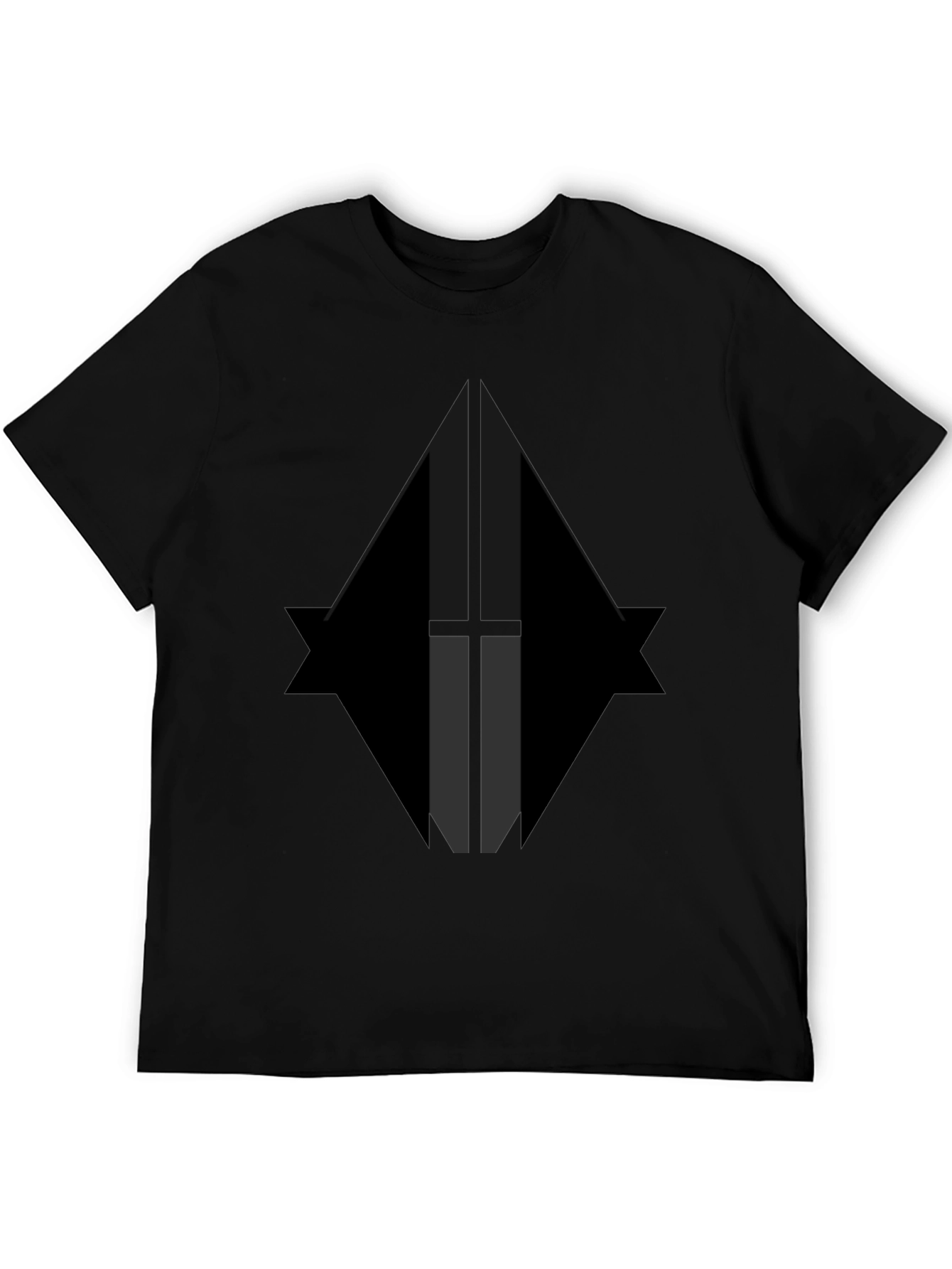 Geometric Graphic Print Black T-Shirt