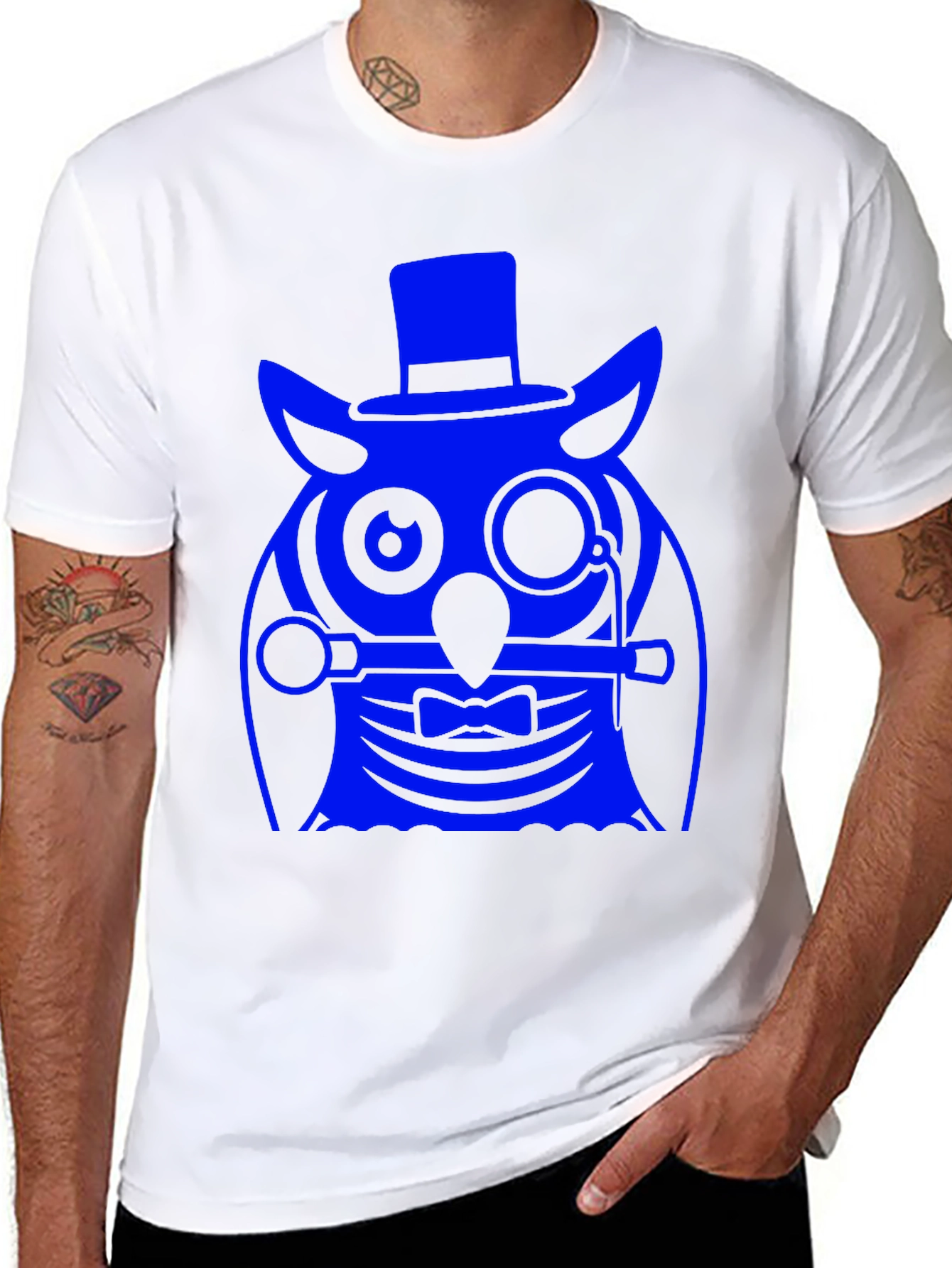 Dapper Owl Graphic Tee - Stylish Mens Black T-Shirt