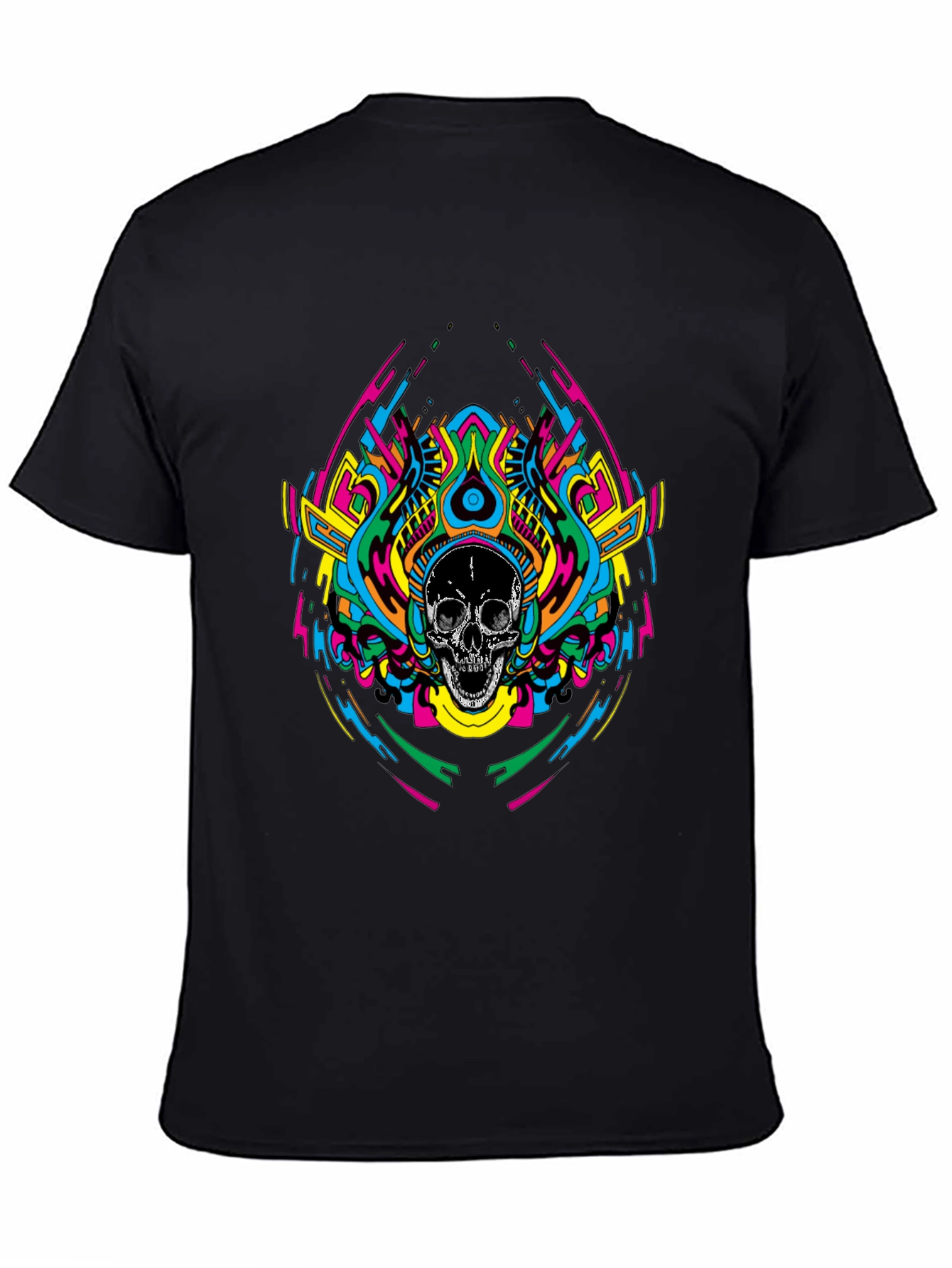 Psychedelic Skull Graphic T-Shirt - Black