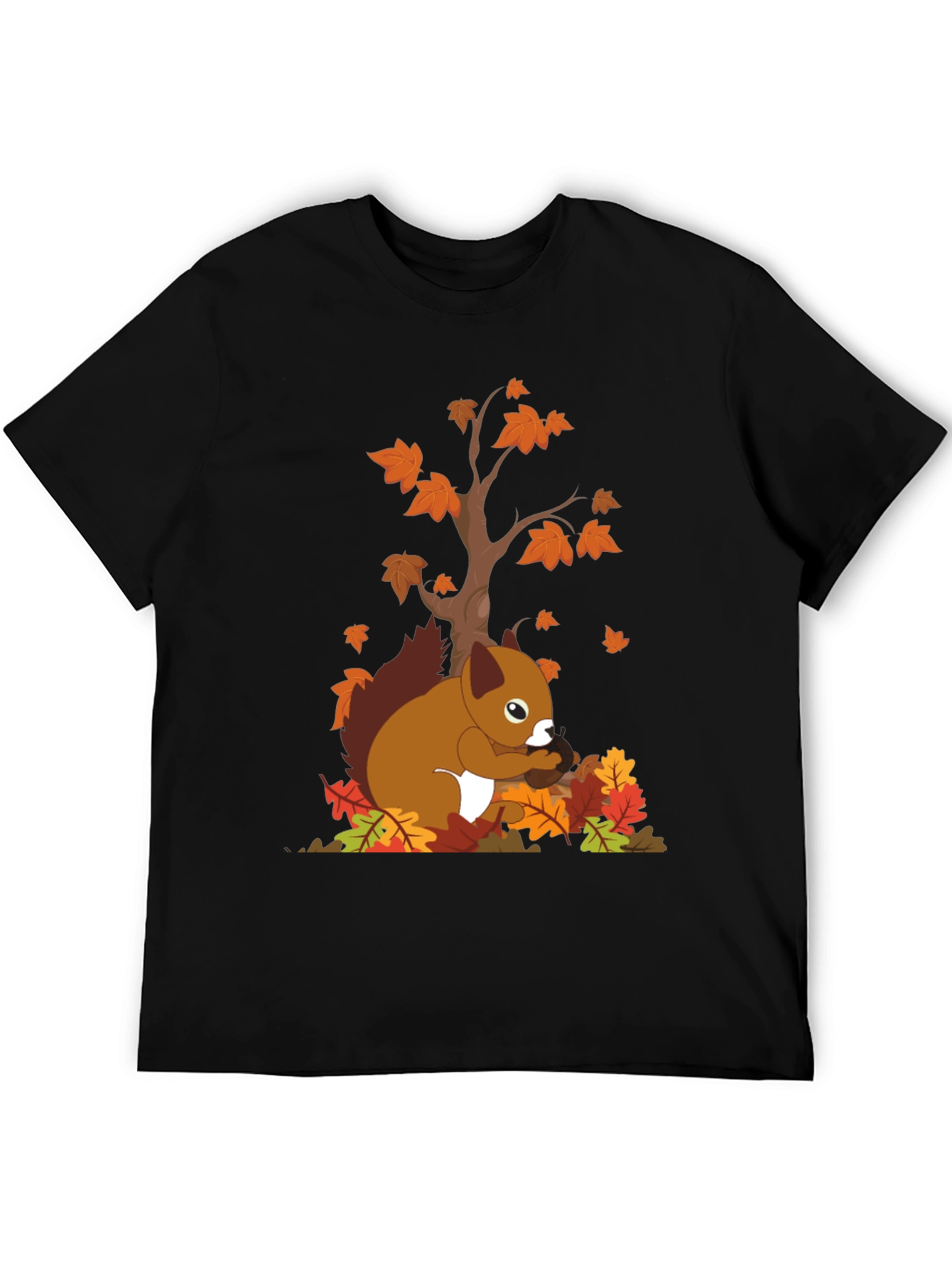 Autumn Squirrel Graphic Tee - Black Unisex T-Shirt