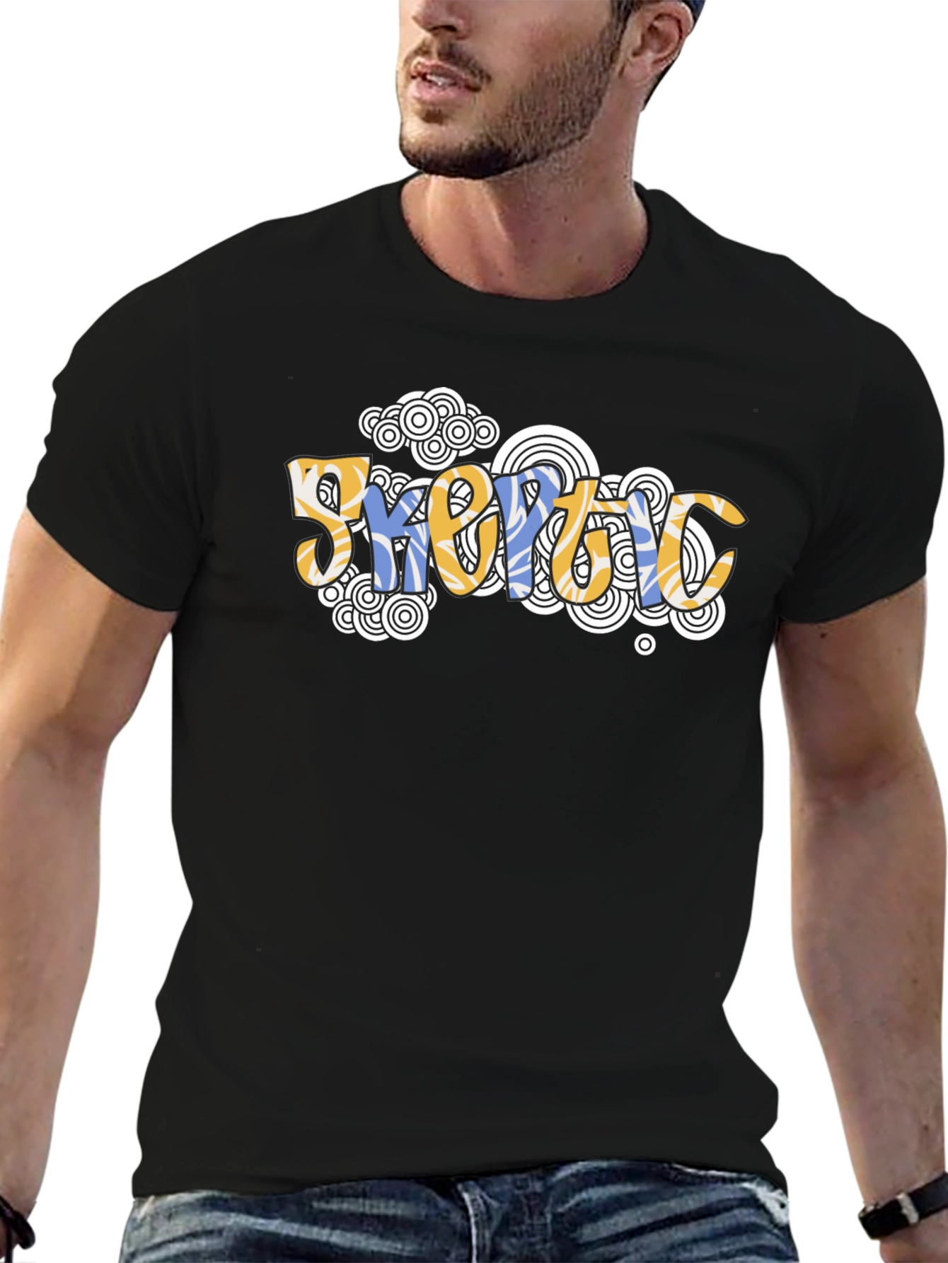 Geometric Psychedelic Style Black T-Shirt