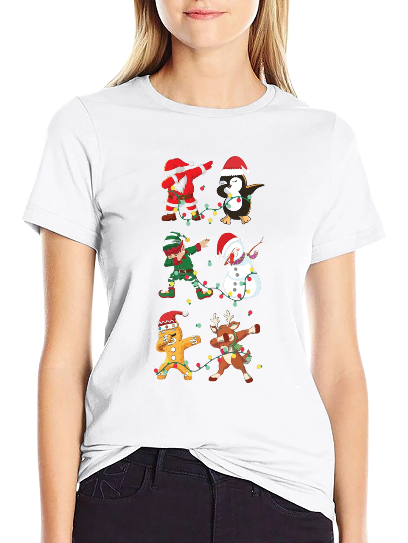 Christmas Dabbing Characters Black Graphic Tee