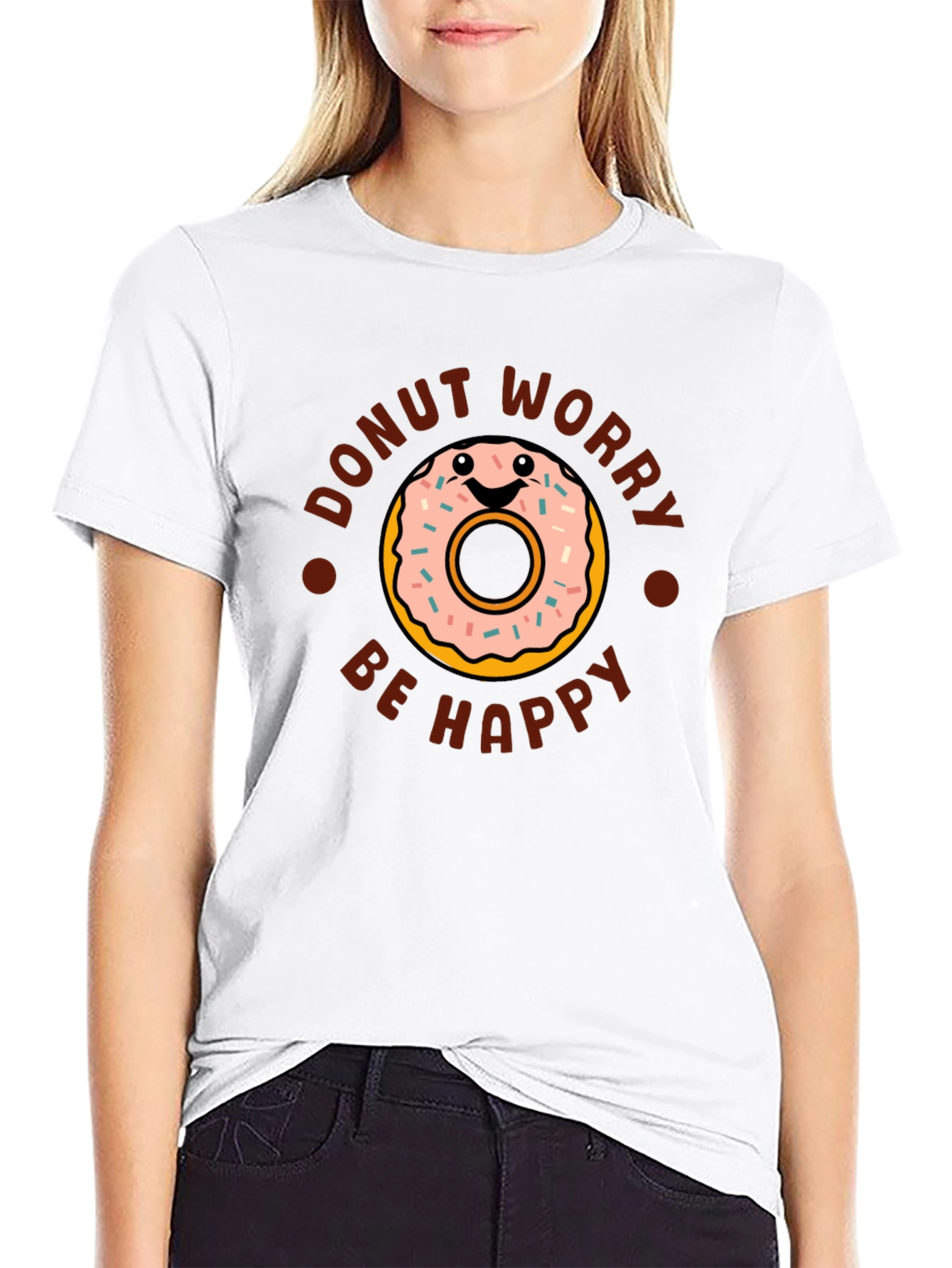 Donut Worry Be Happy Graphic T-Shirt