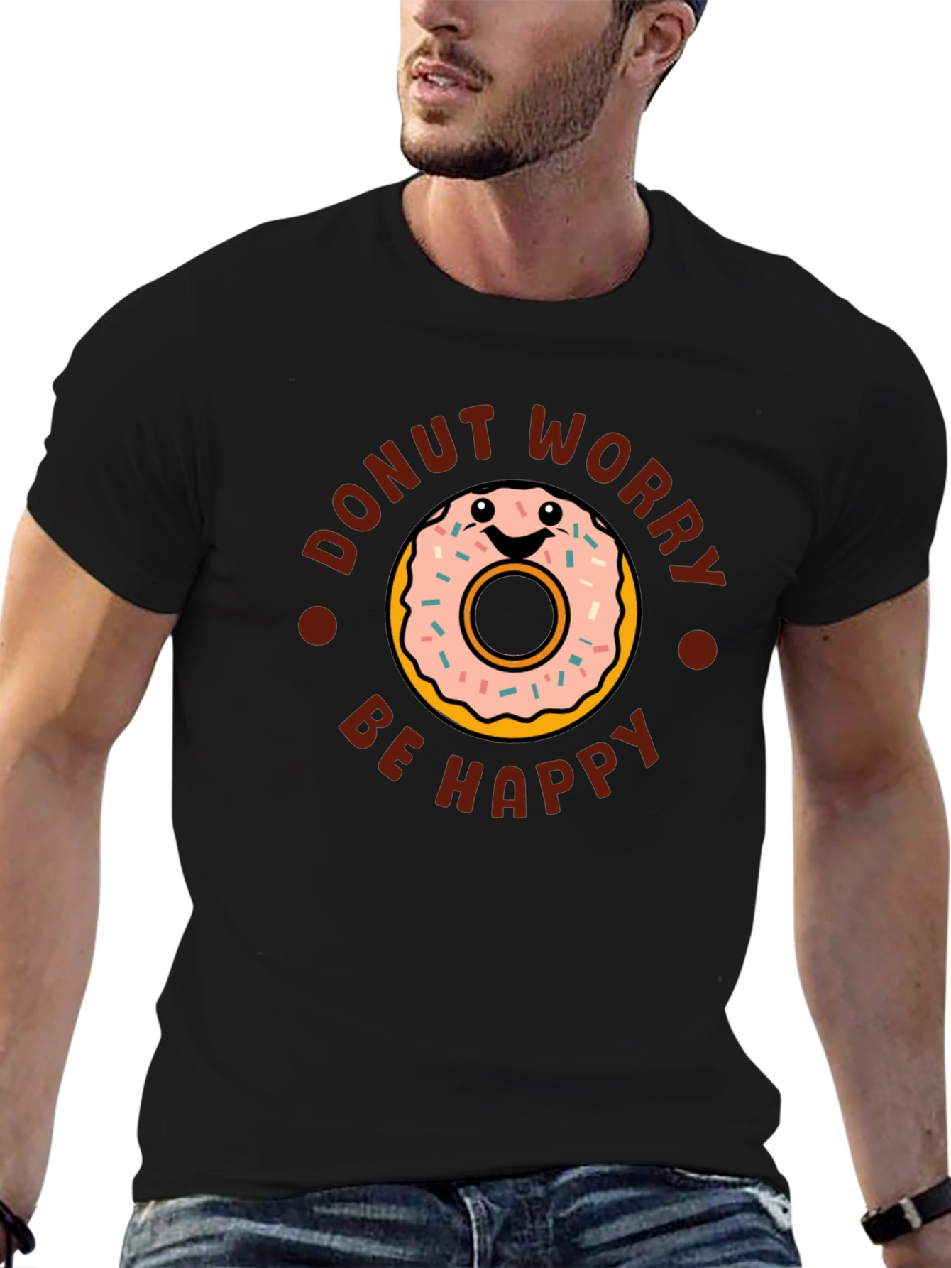 Donut Worry Be Happy Graphic T-Shirt