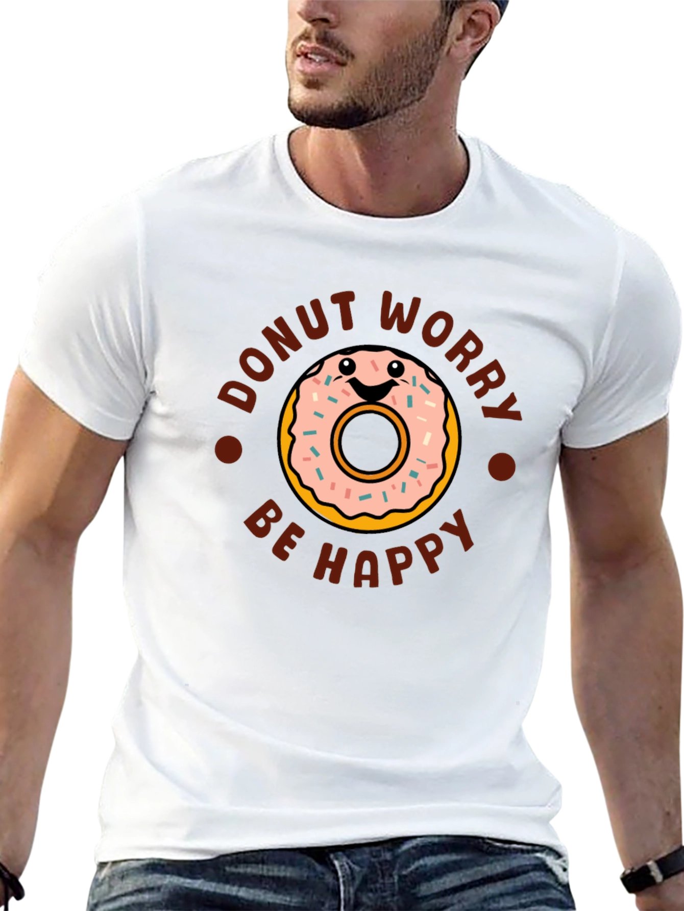 Donut Worry Be Happy Graphic T-Shirt