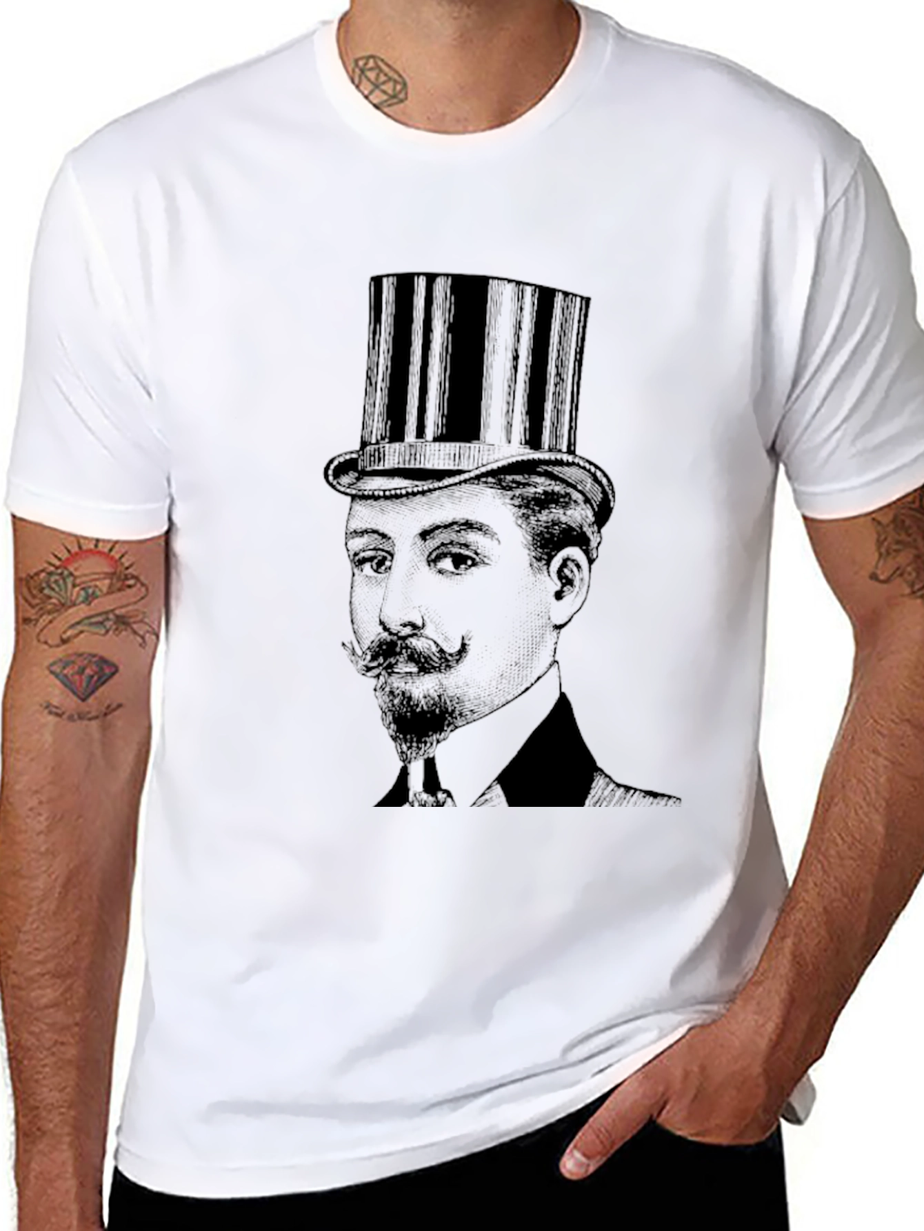 Gentleman Top Hat Graphic Tee - Classic Style