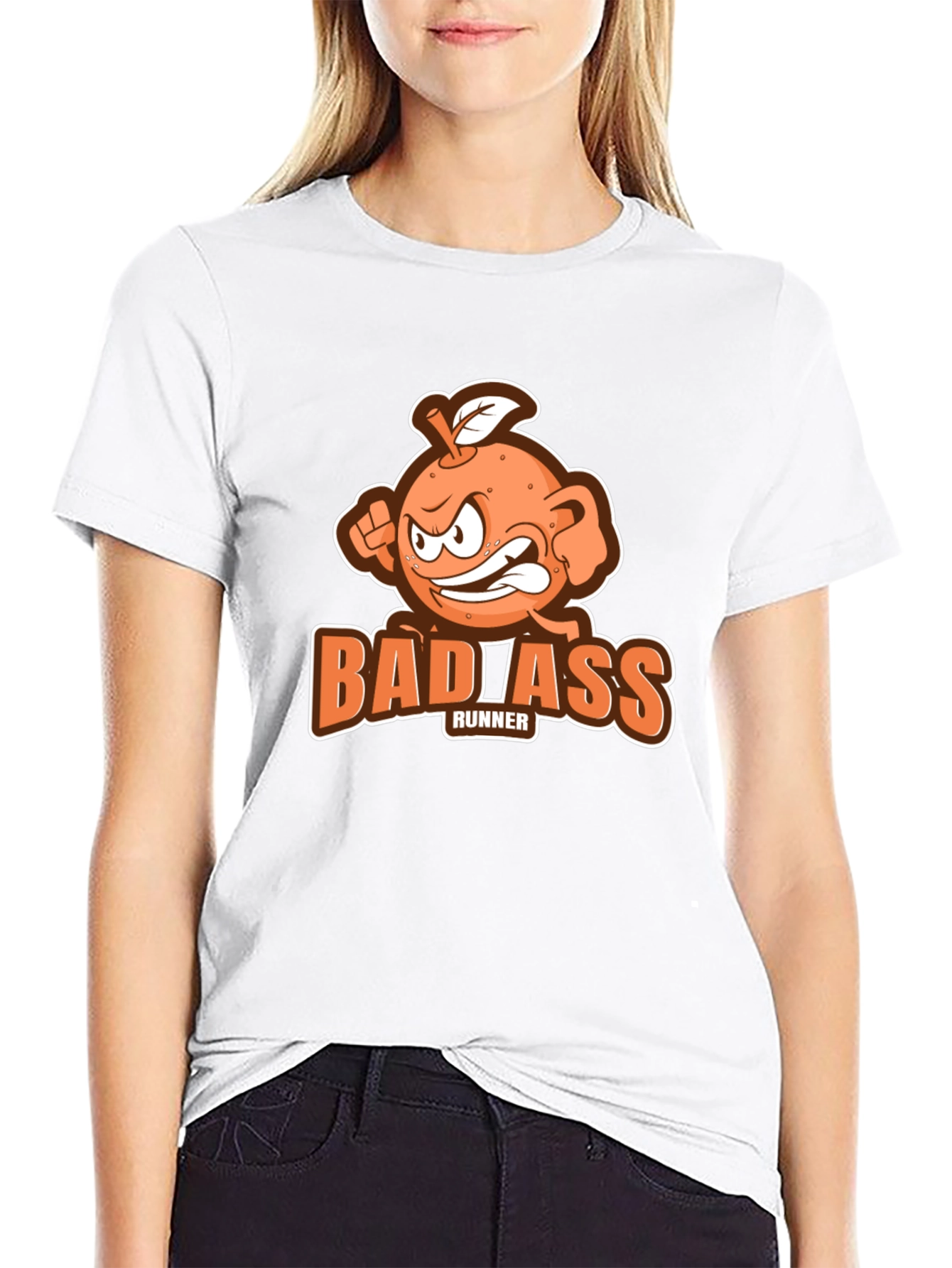 Badass Runner Orange Graphic T-Shirt