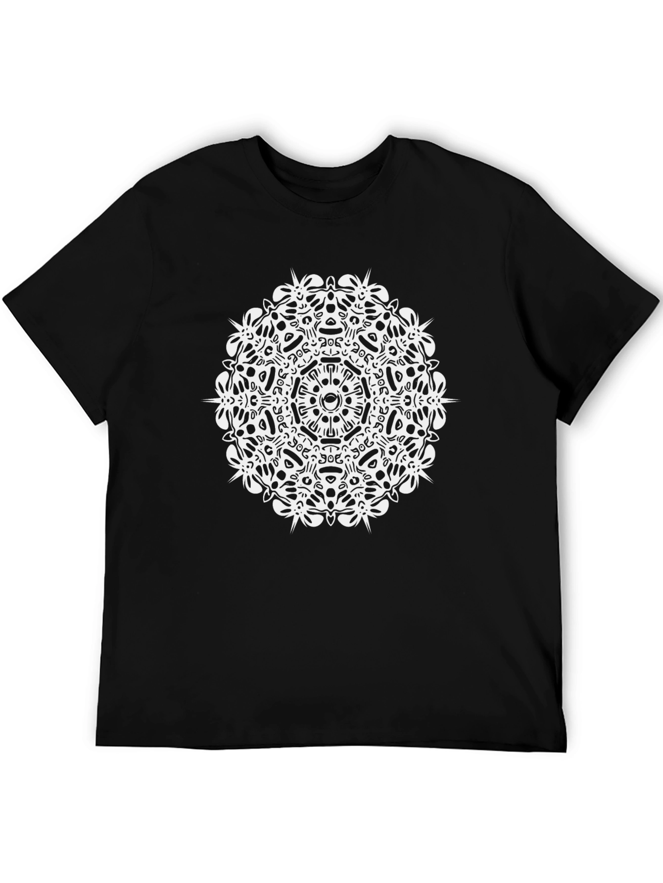 Geometric Mandala Graphic Black T-Shirt
