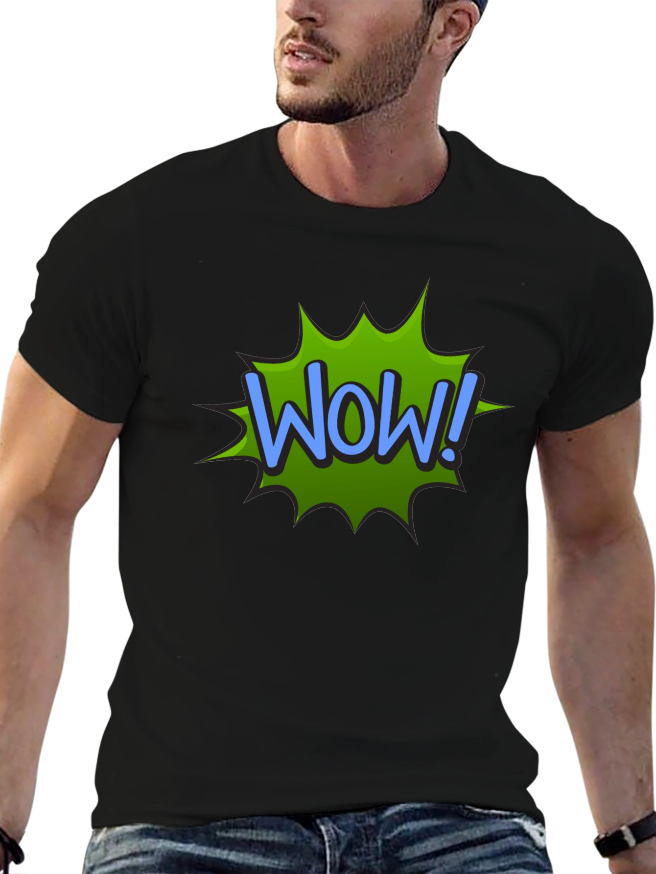 WOW! Graphic Print Black T-Shirt