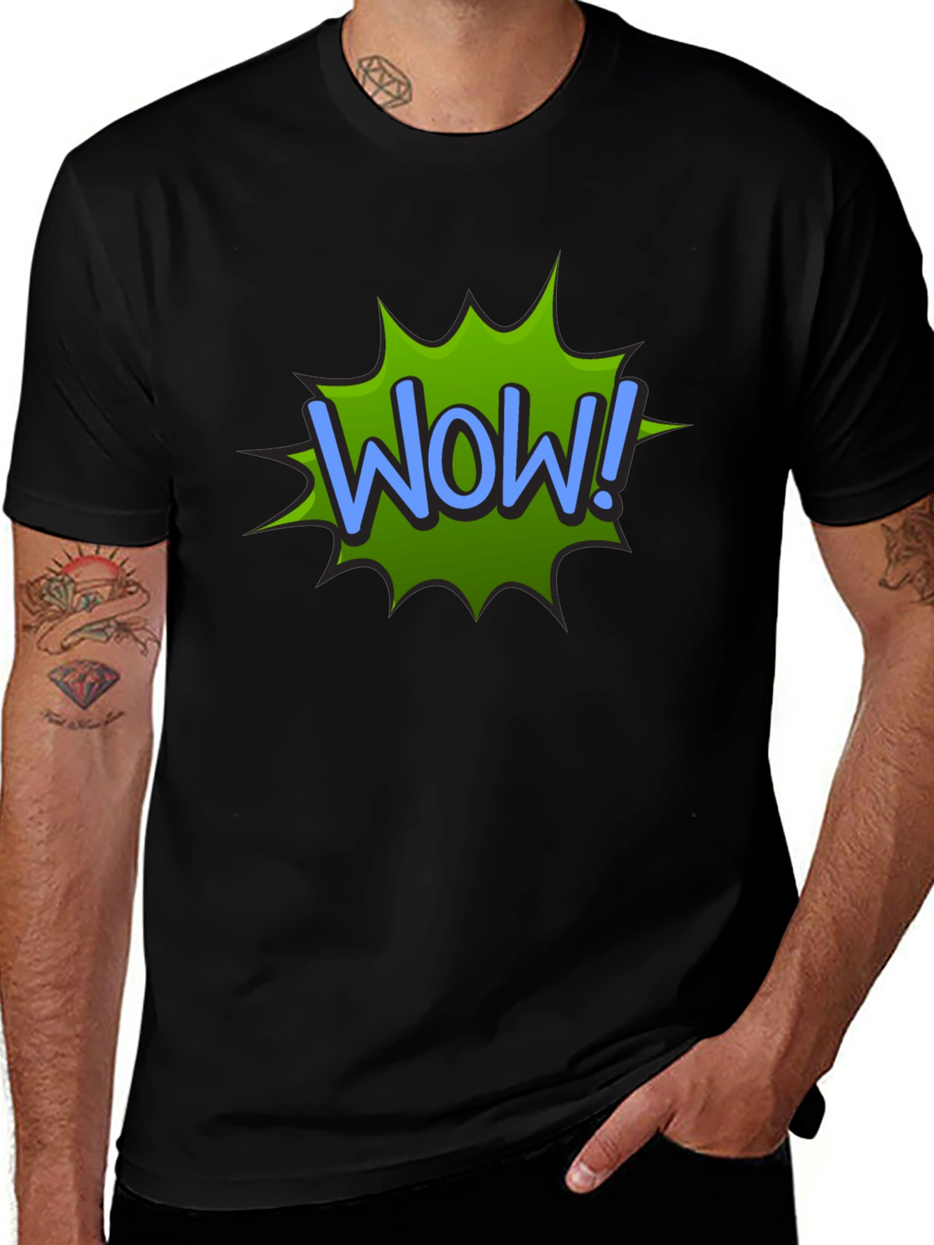WOW! Graphic Print Black T-Shirt