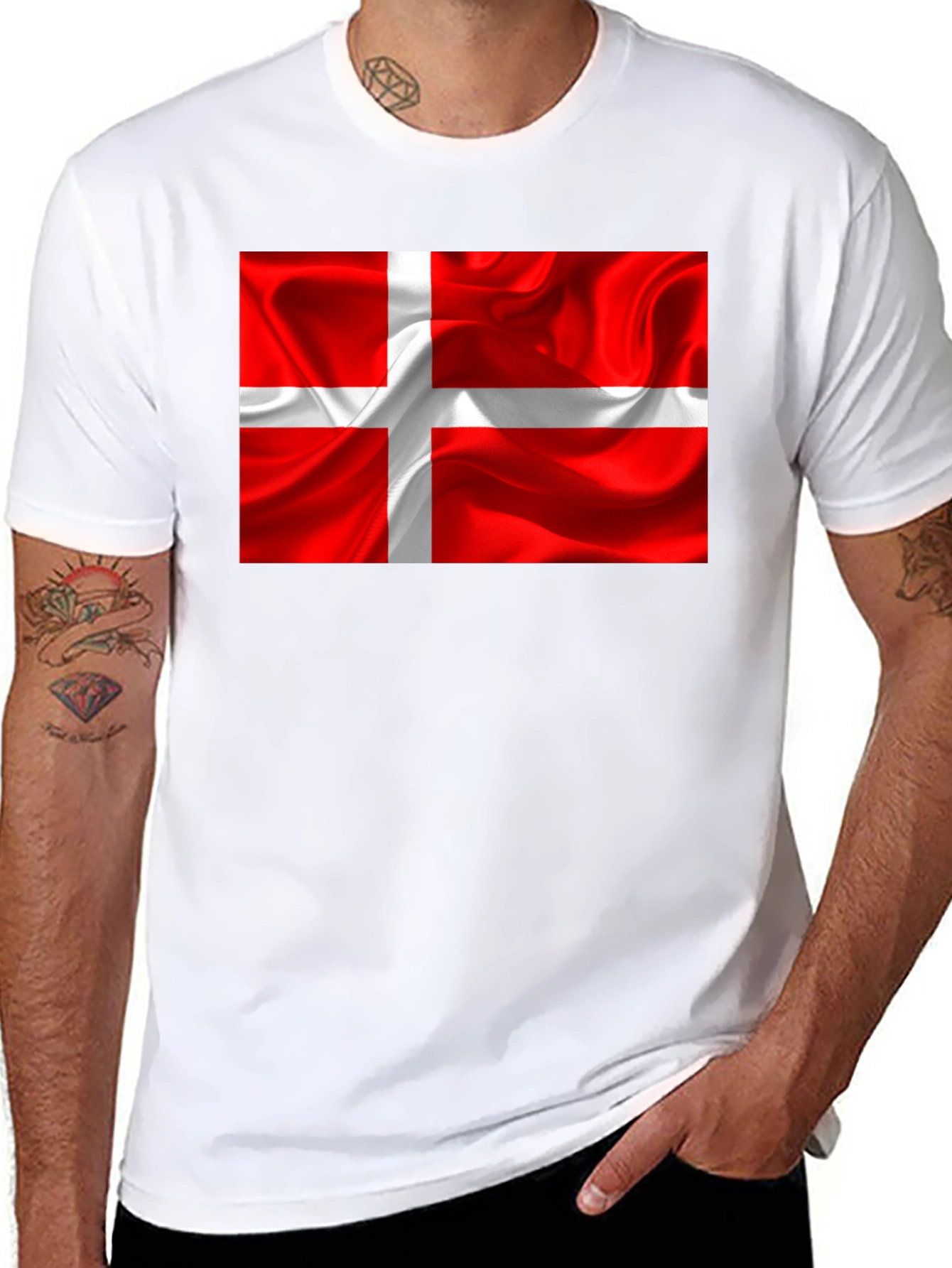 Denmark Flag T-Shirt - Black Cotton Tee