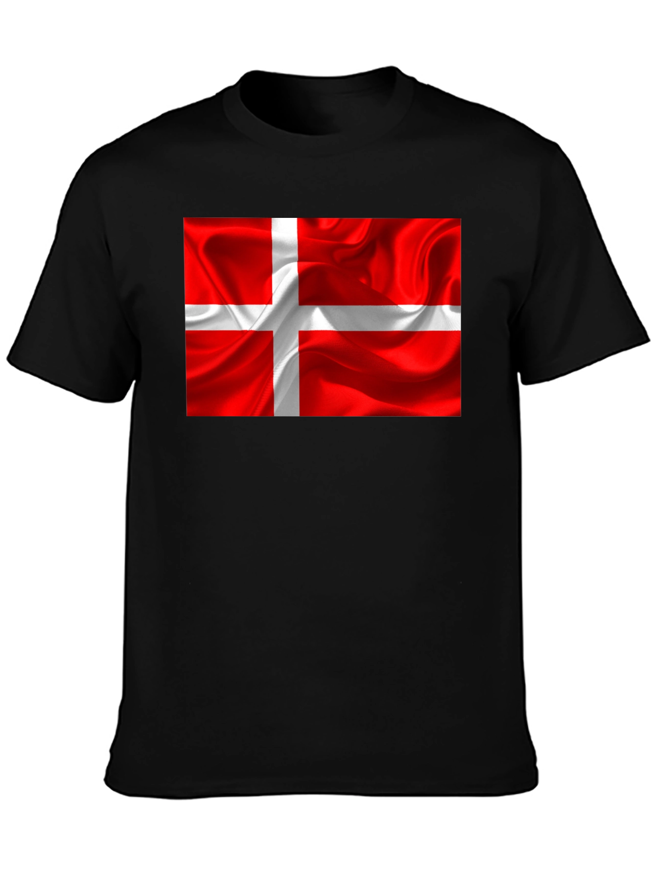 Denmark Flag T-Shirt - Black Cotton Tee