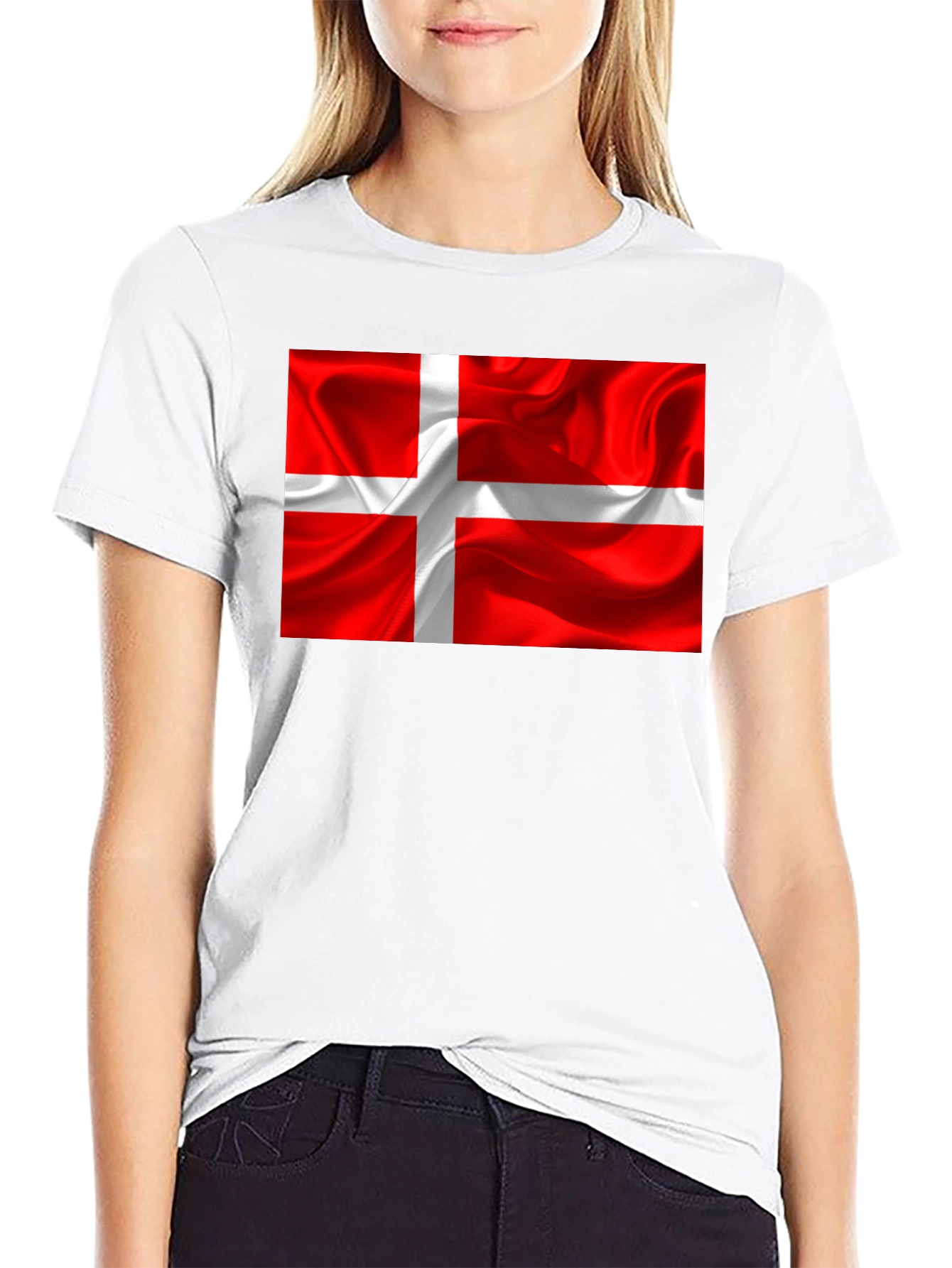 Denmark Flag T-Shirt - Black Cotton Tee