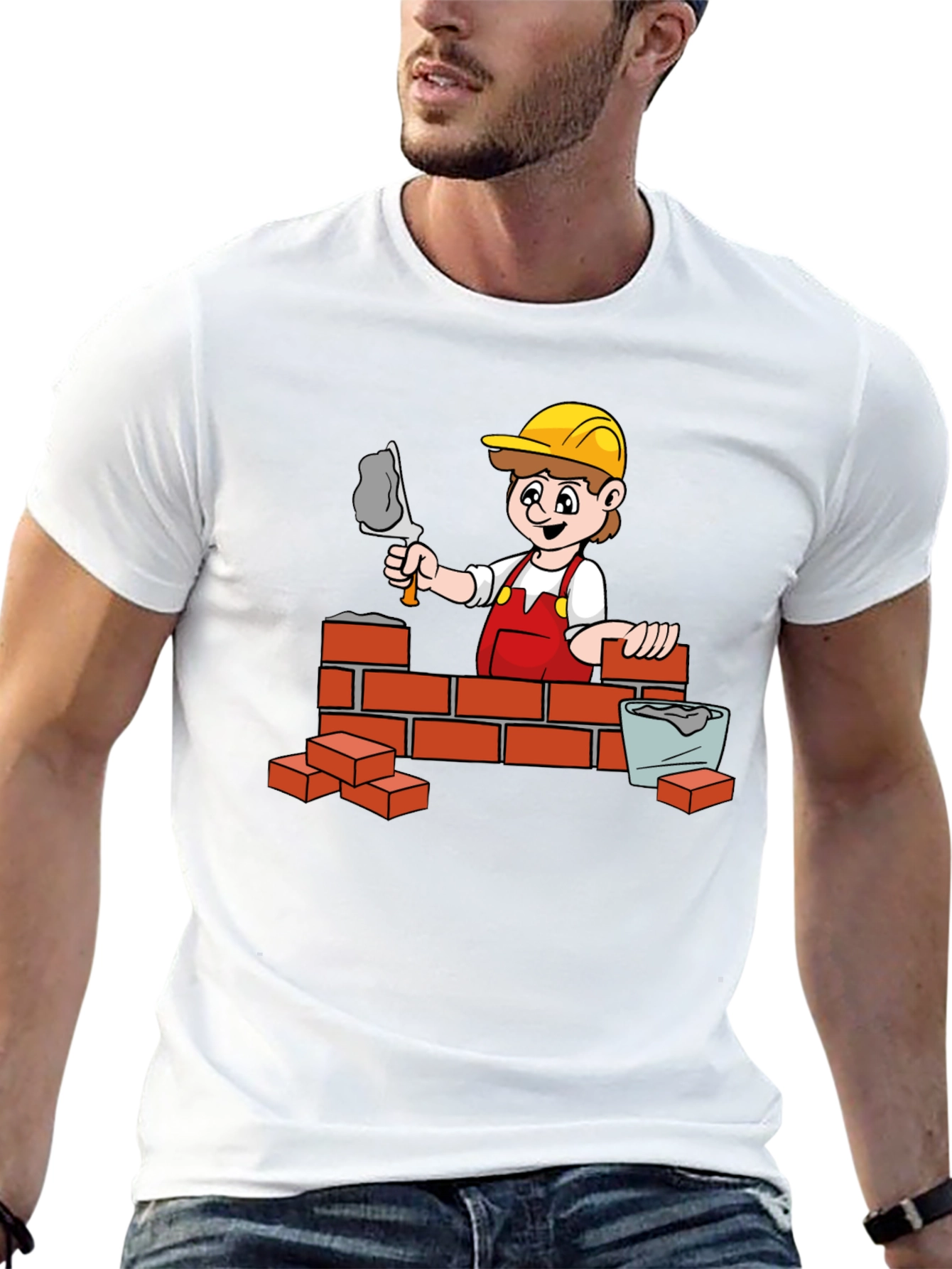 Construction Cartoon Graphic T-Shirt