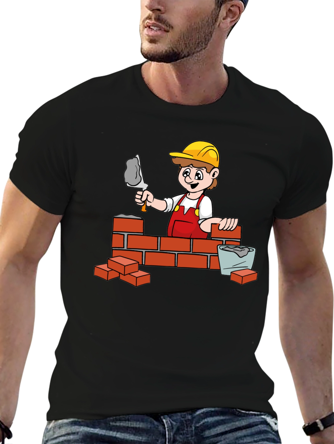 Construction Cartoon Graphic T-Shirt