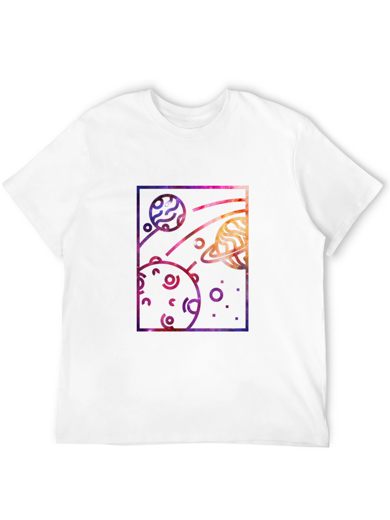 Galaxy Planets Graphic Tee - Stylish Black T-Shirt