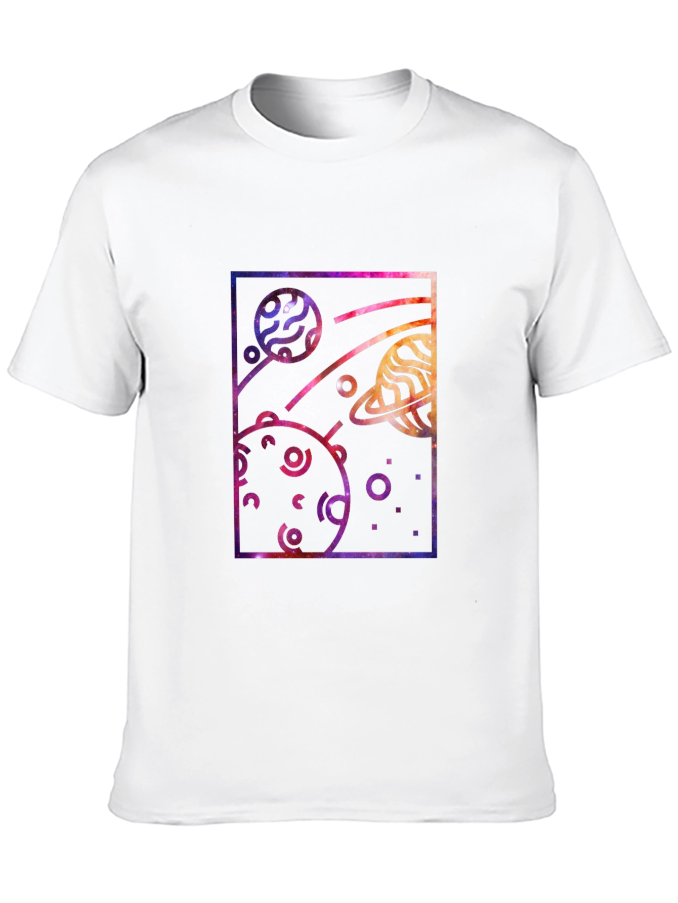 Galaxy Planets Graphic Tee - Stylish Black T-Shirt