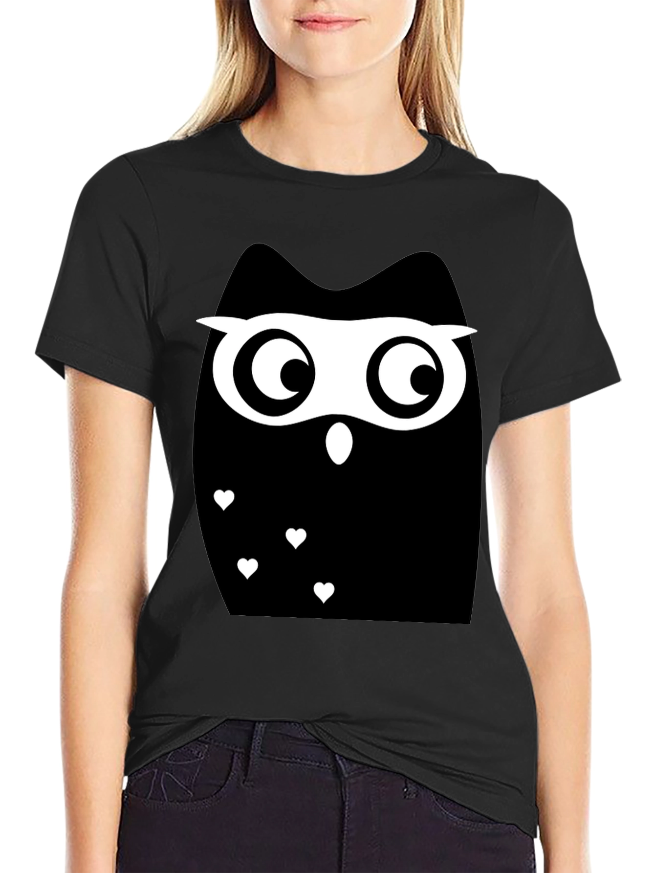 Black Owl Graphic T-Shirt - Cute Animal Tee