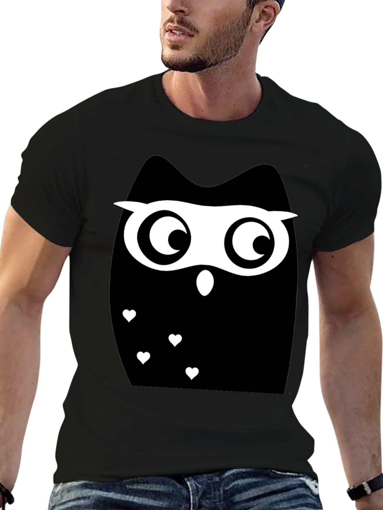 Black Owl Graphic T-Shirt - Cute Animal Tee