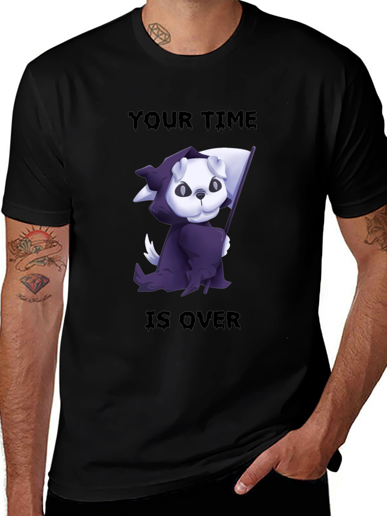 Grim Reaper Dog T-Shirt - Your Time is Over!