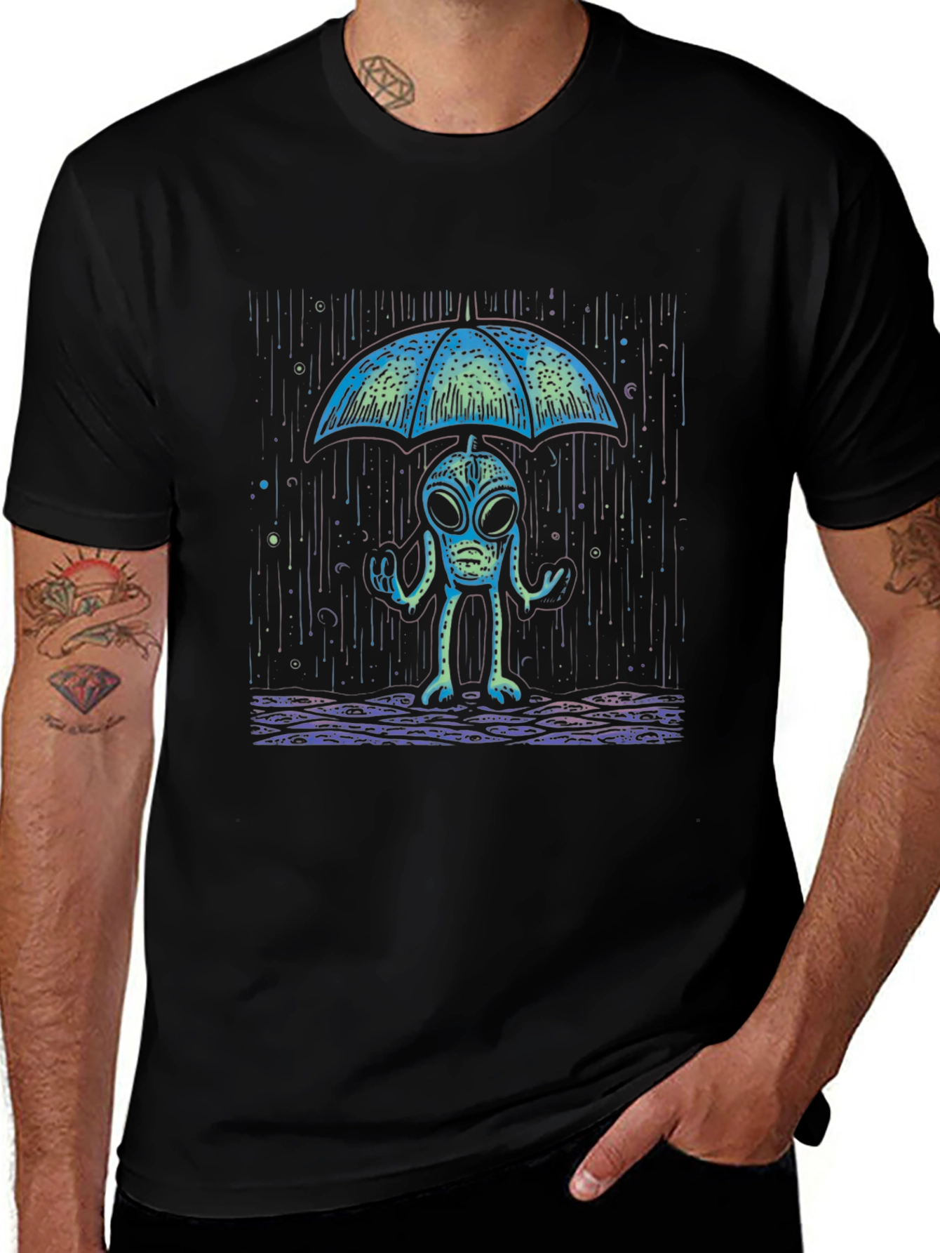 Alien Umbrella T-Shirt - Rain Protection