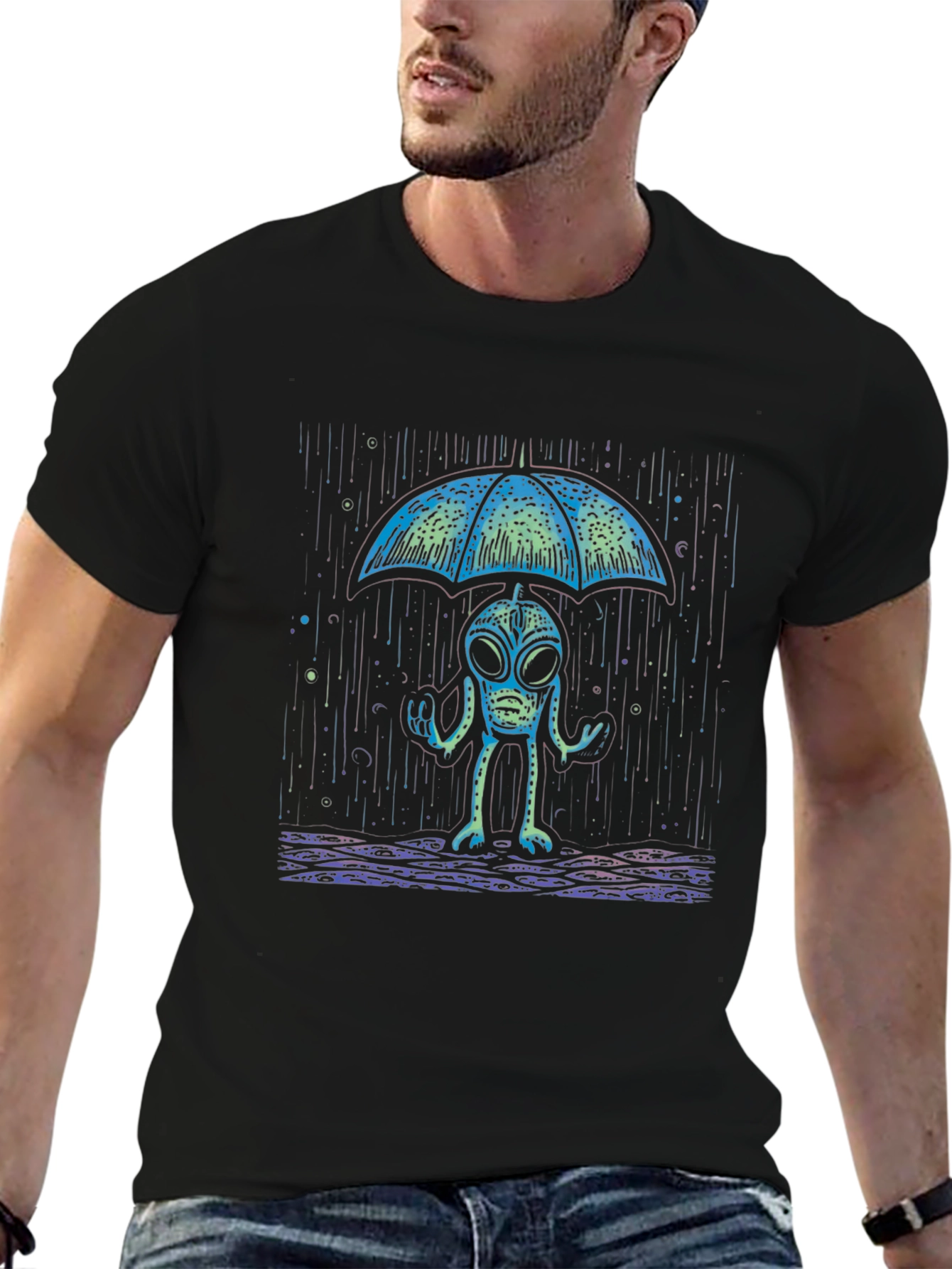 Alien Umbrella T-Shirt - Rain Protection