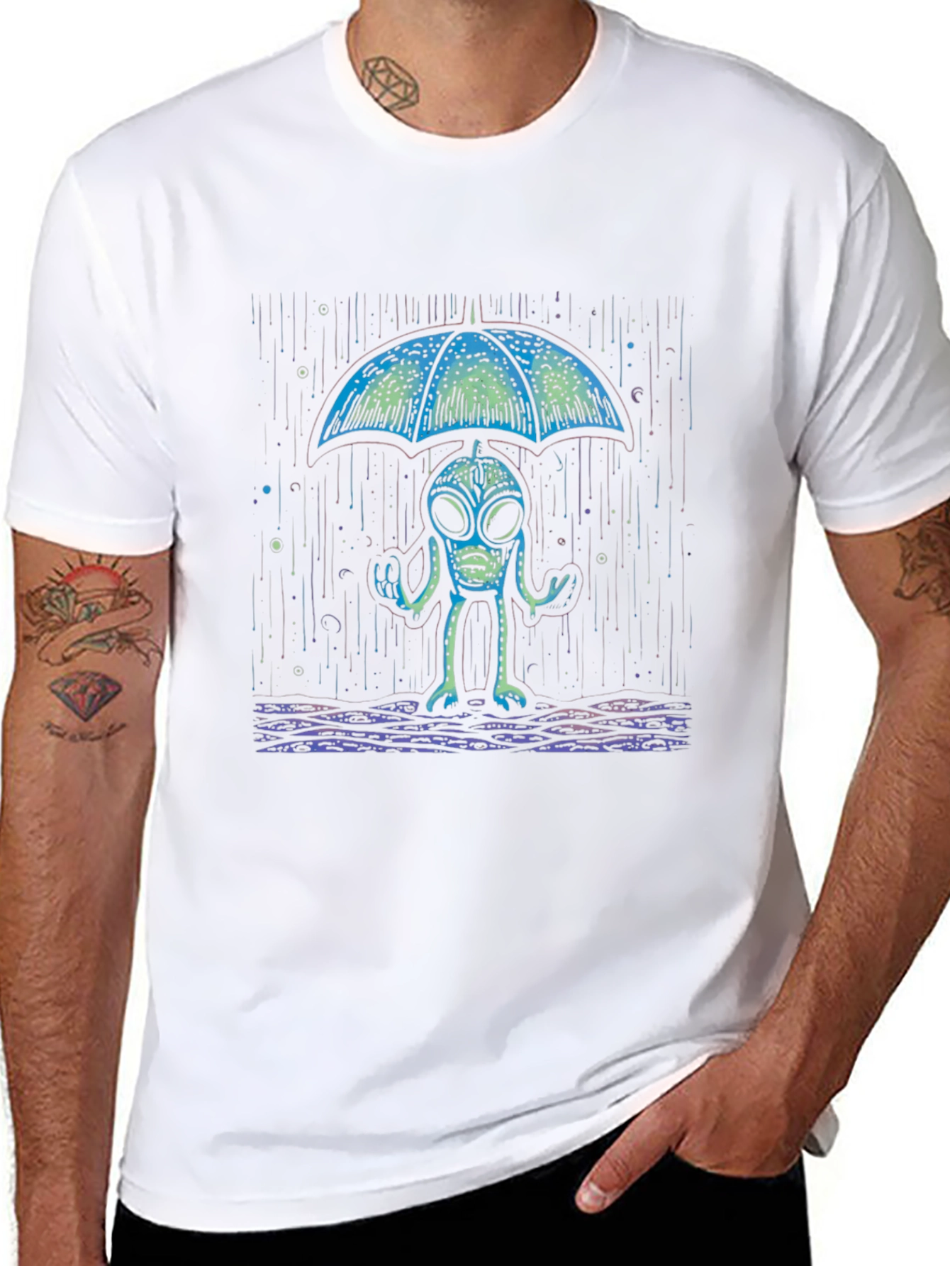 Alien Umbrella T-Shirt - Rain Protection