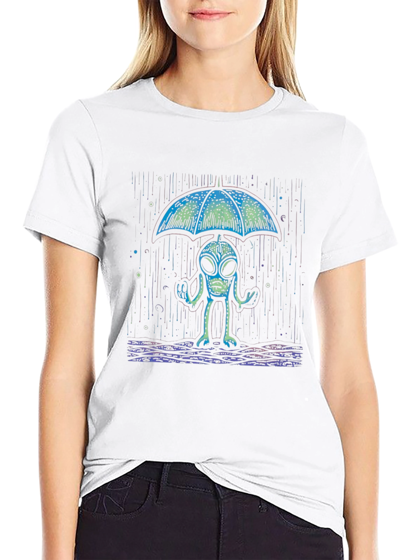 Alien Umbrella T-Shirt - Rain Protection