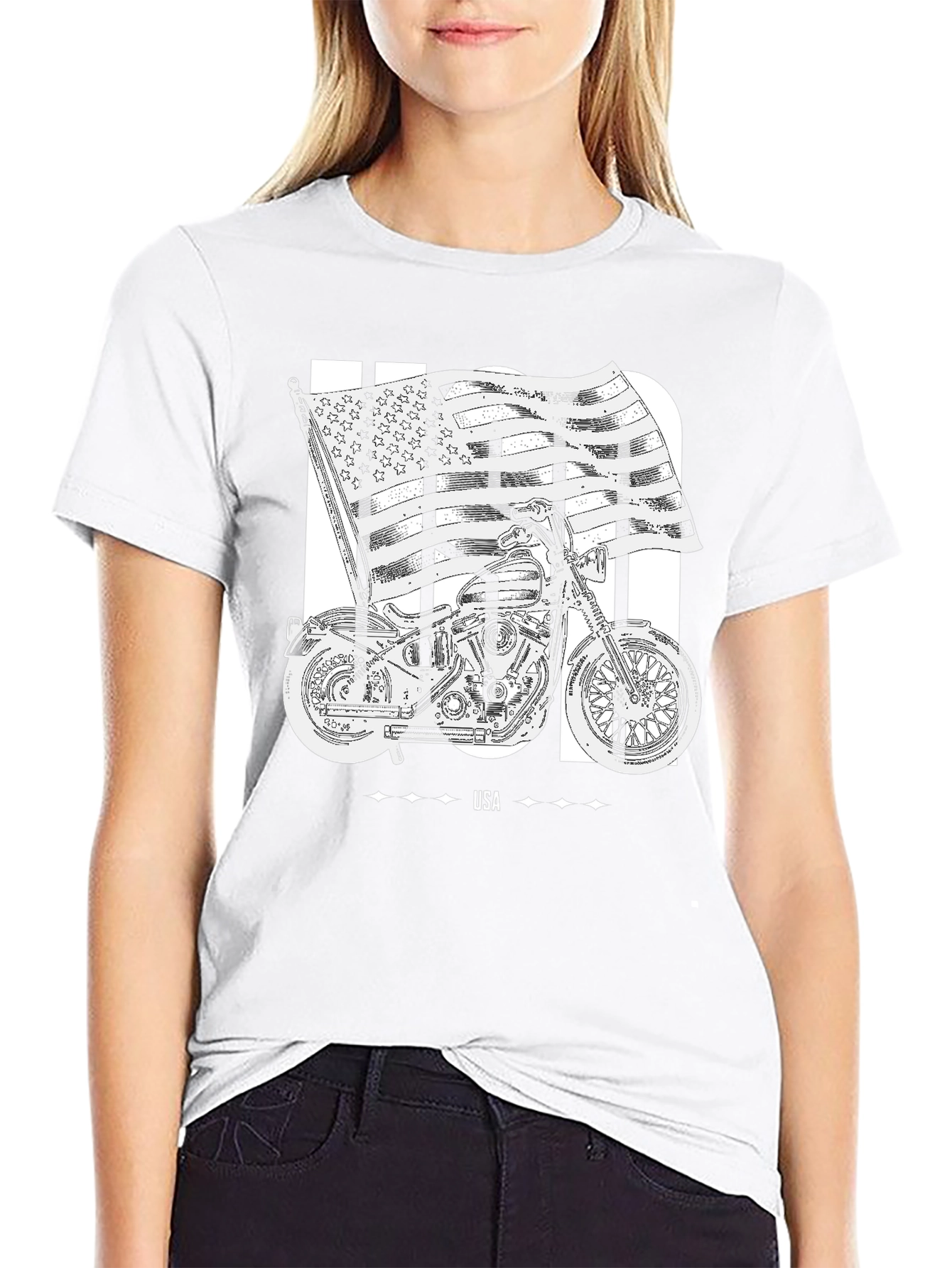 USA Motorcycle Graphic T-Shirt