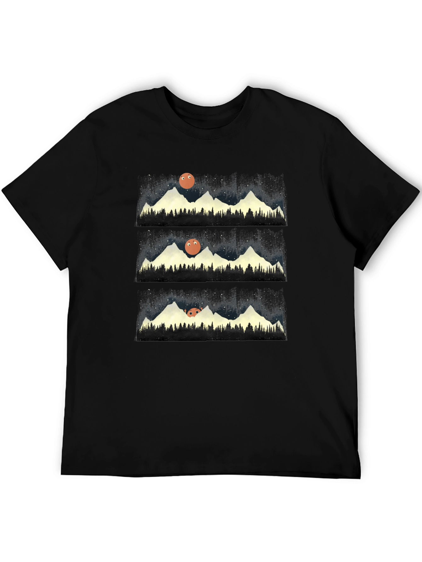 Mountain Moon Rise T-Shirt - Black Graphic Tee