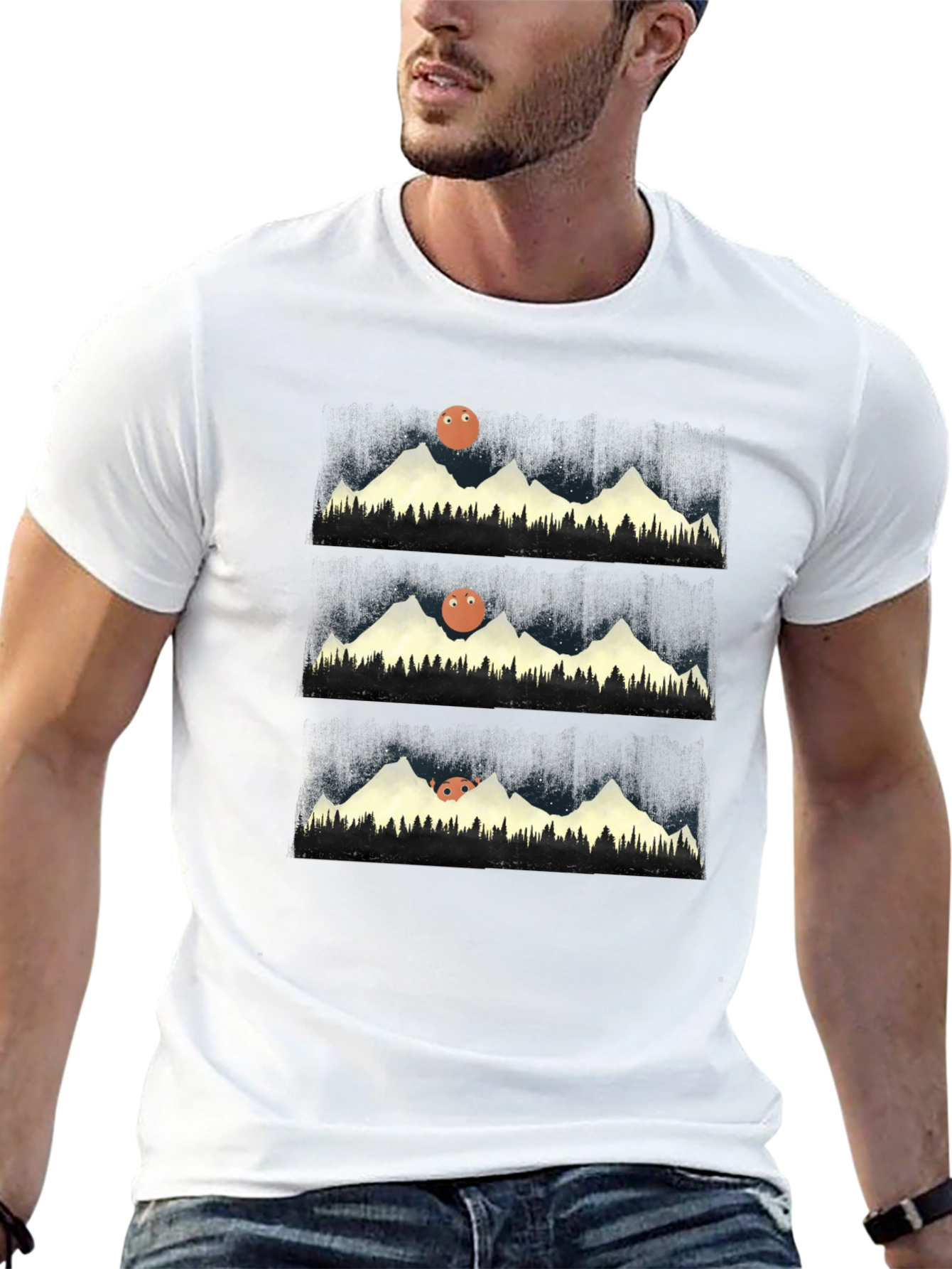 Mountain Moon Rise T-Shirt - Black Graphic Tee