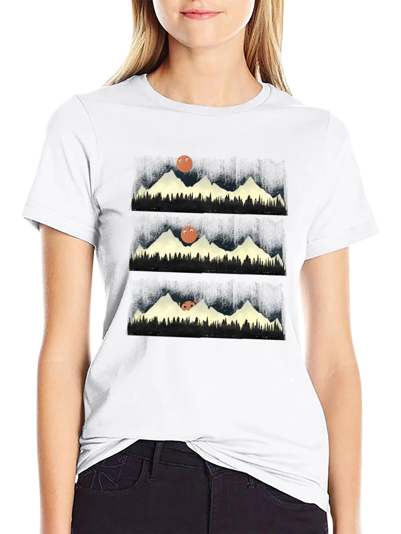 Mountain Moon Rise T-Shirt - Black Graphic Tee