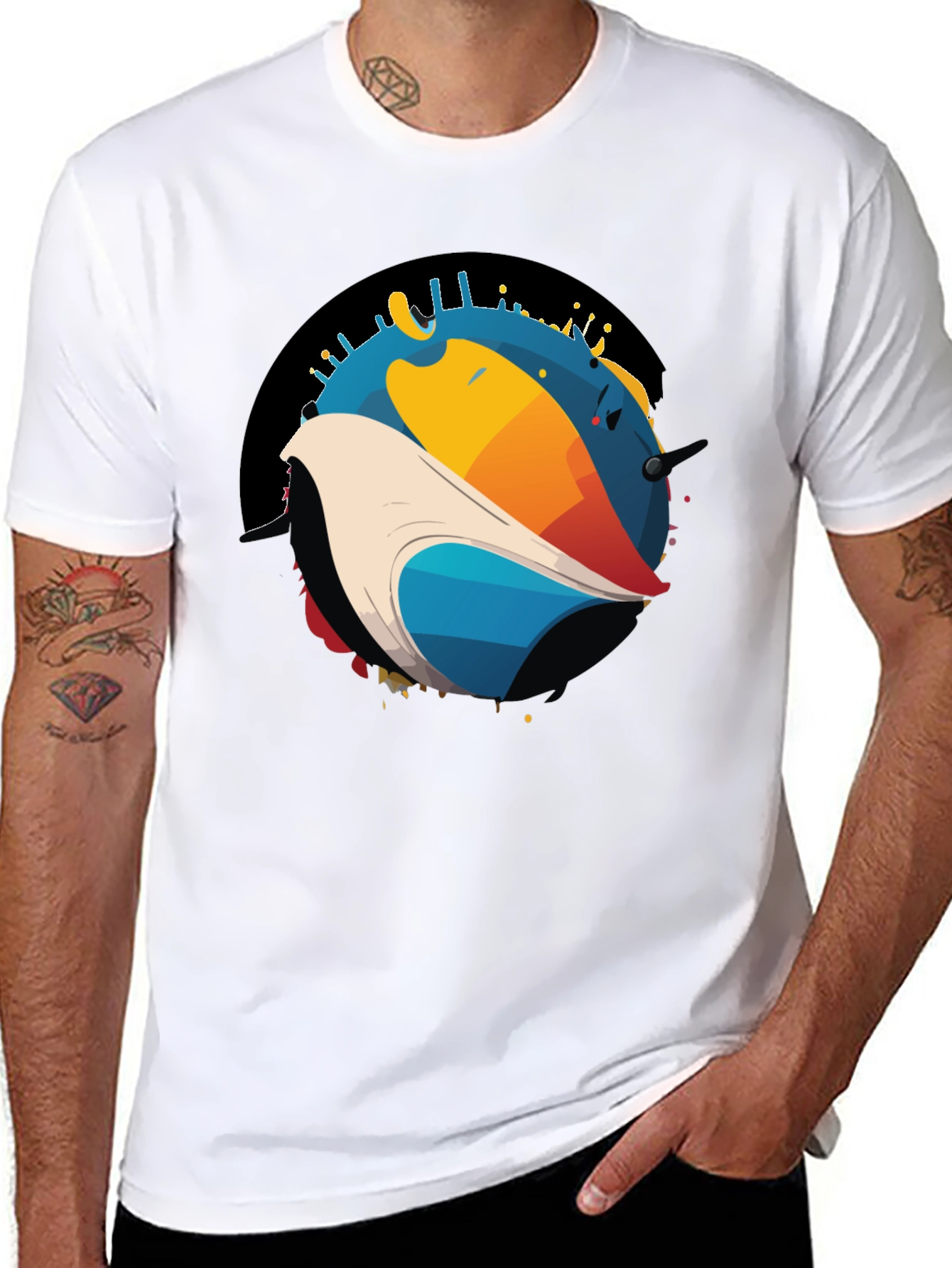 Abstract Bird Graphic T-Shirt - Modern Art Tee