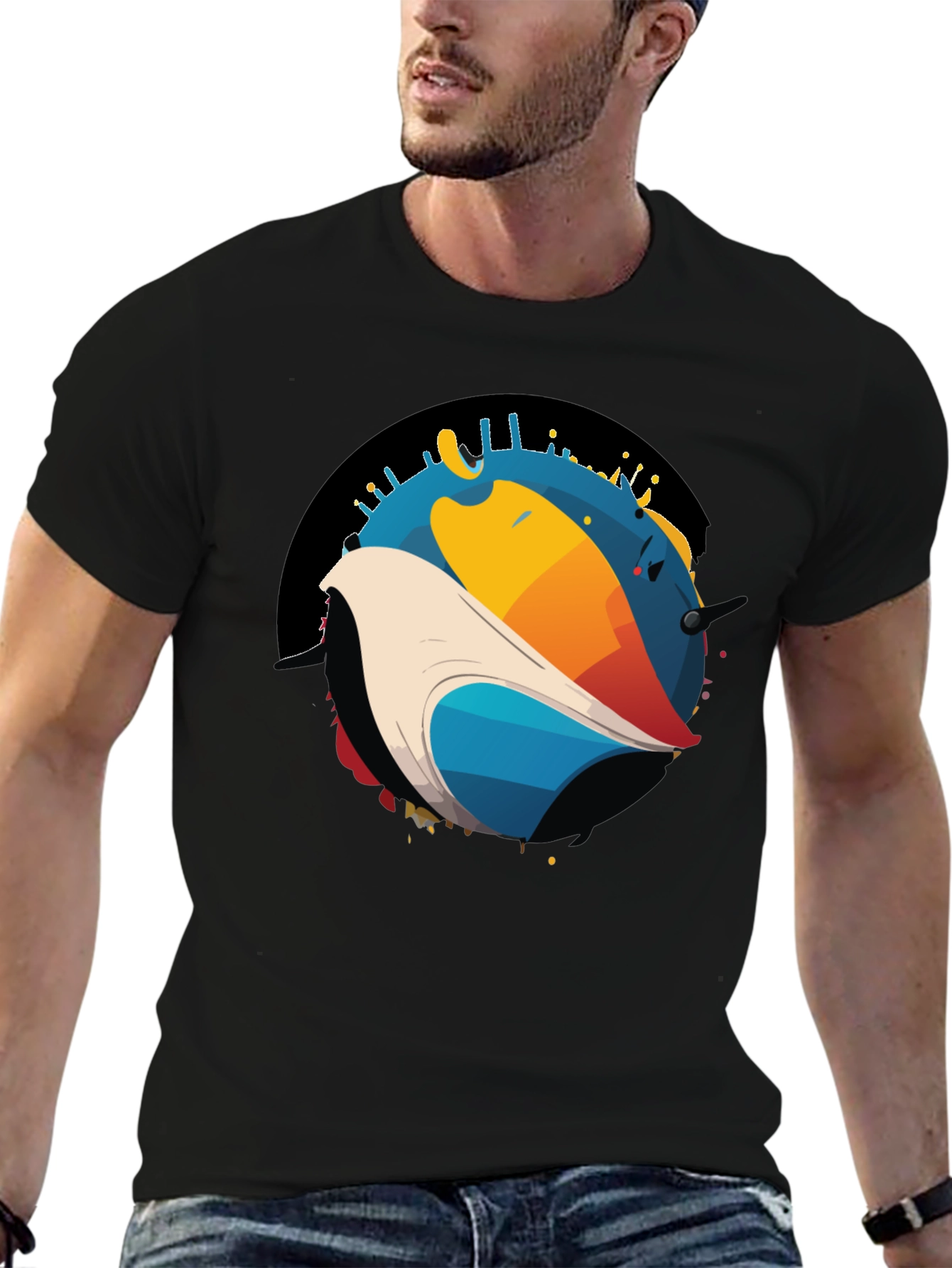 Abstract Bird Graphic T-Shirt - Modern Art Tee