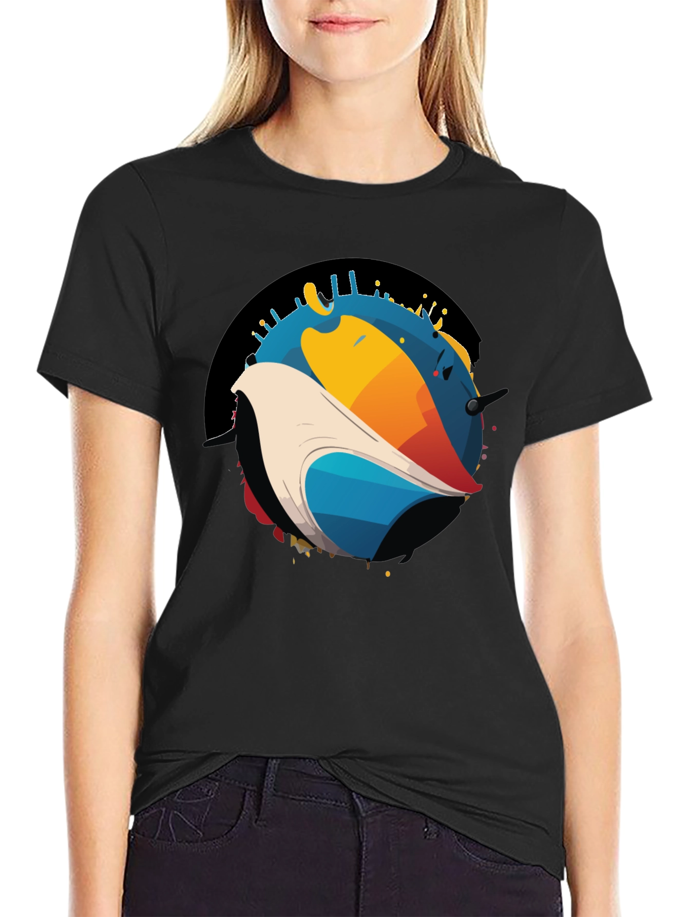 Abstract Bird Graphic T-Shirt - Modern Art Tee