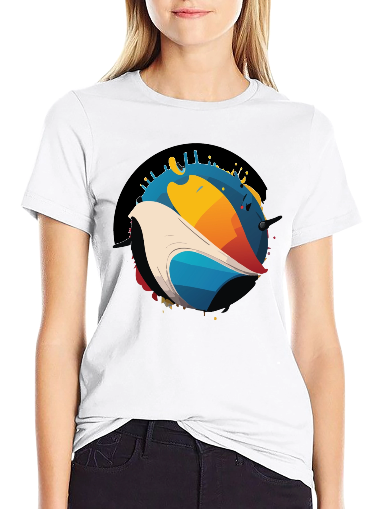 Abstract Bird Graphic T-Shirt - Modern Art Tee