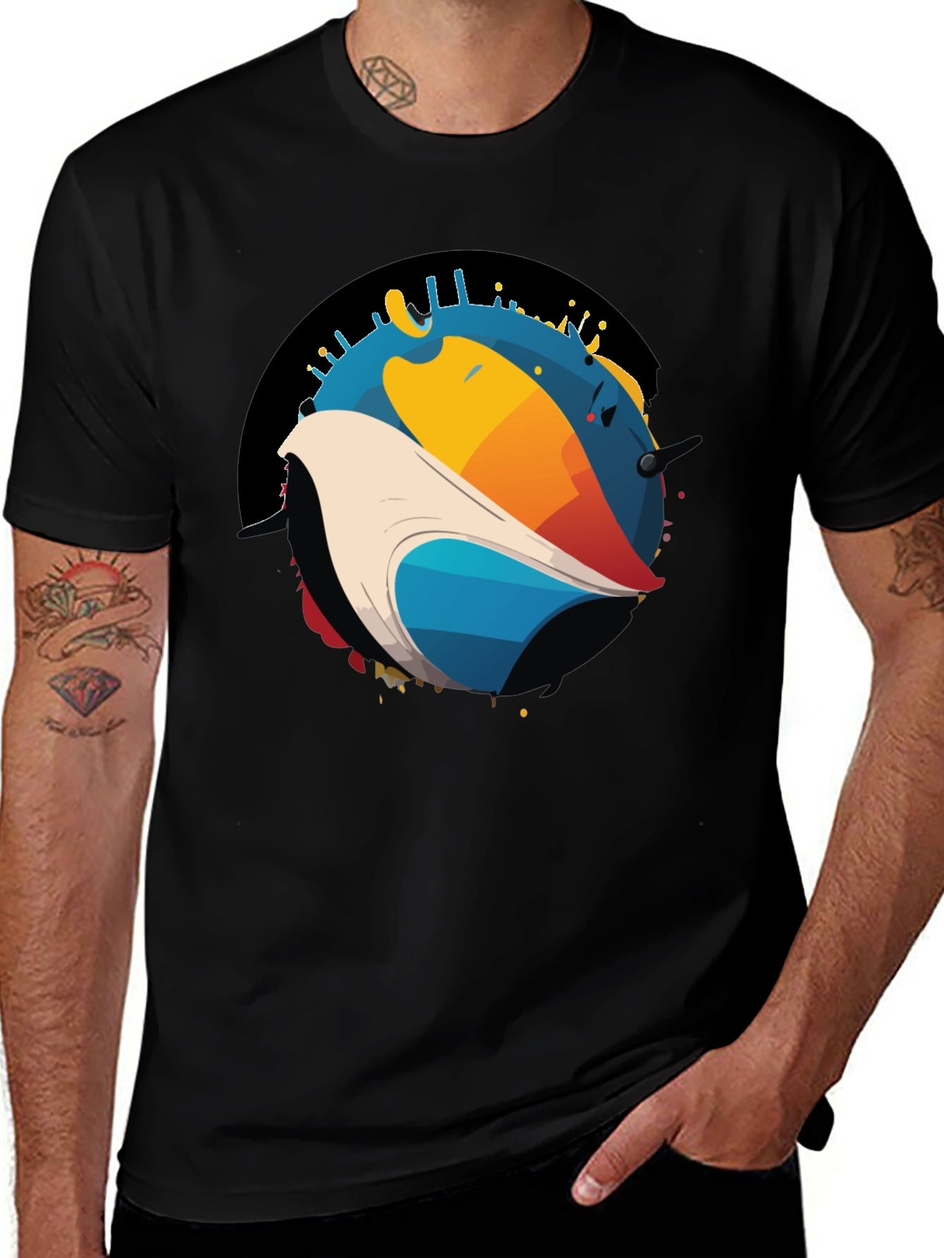 Abstract Bird Graphic T-Shirt - Modern Art Tee