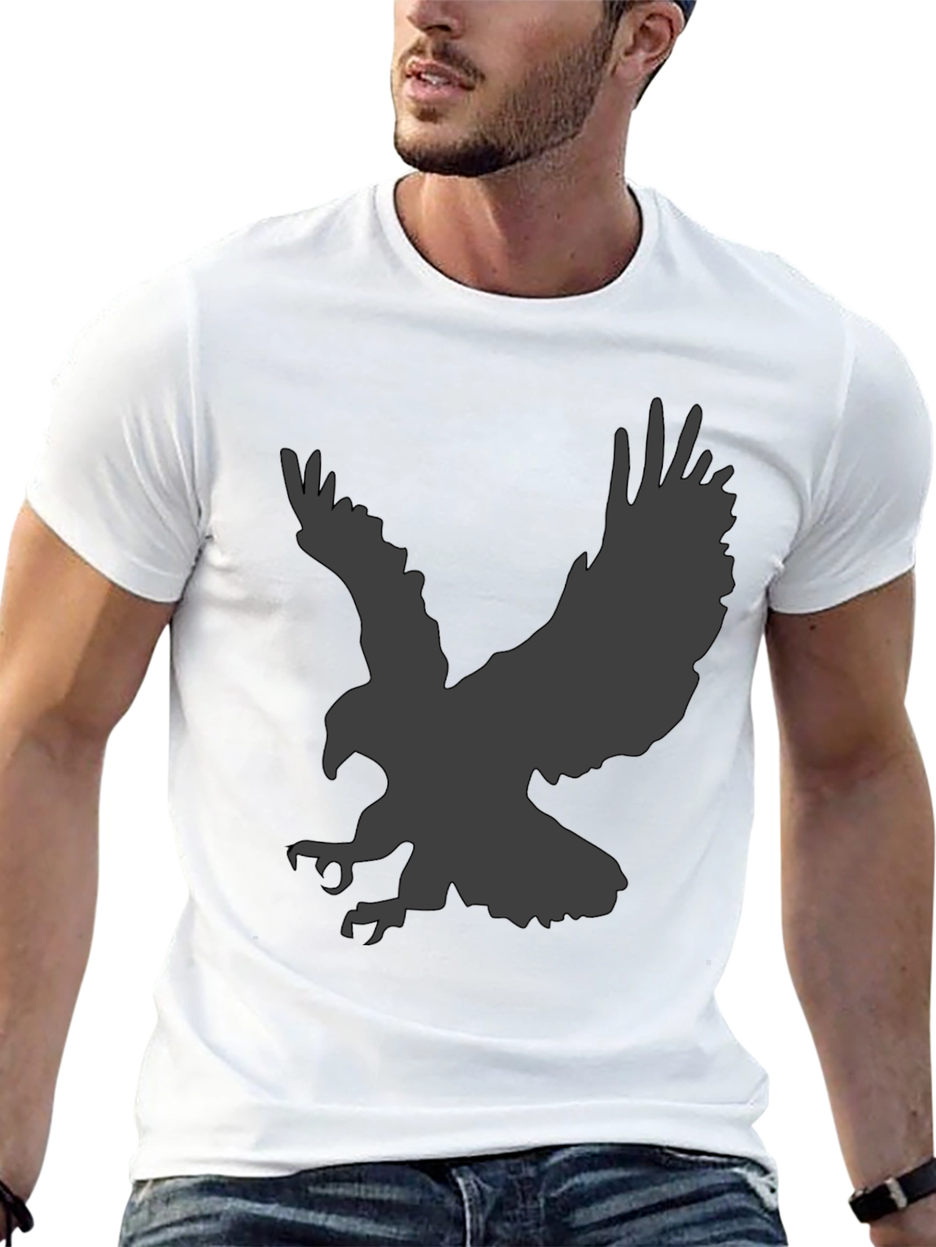 Mens Black Eagle Graphic T-Shirt
