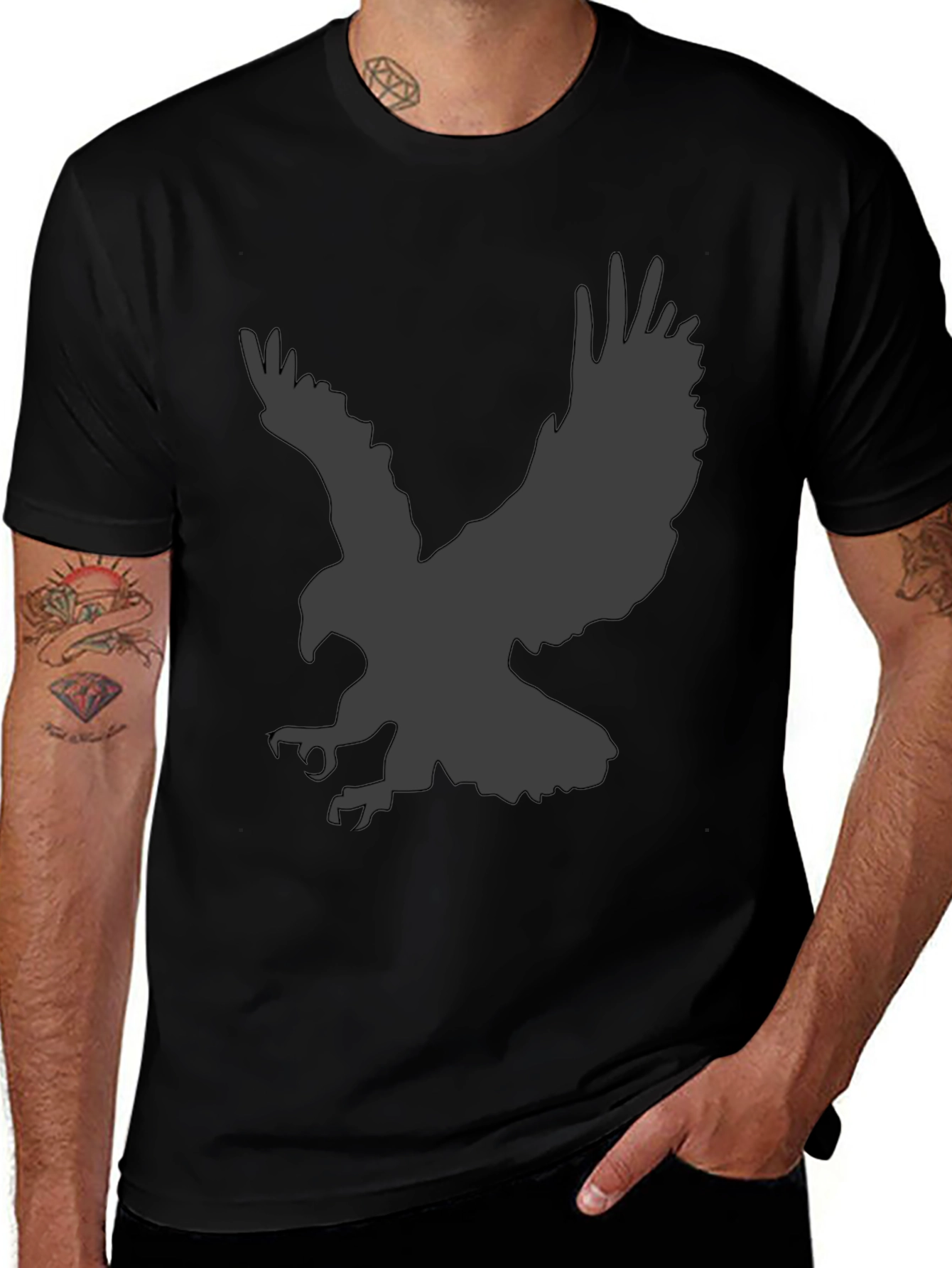 Mens Black Eagle Graphic T-Shirt