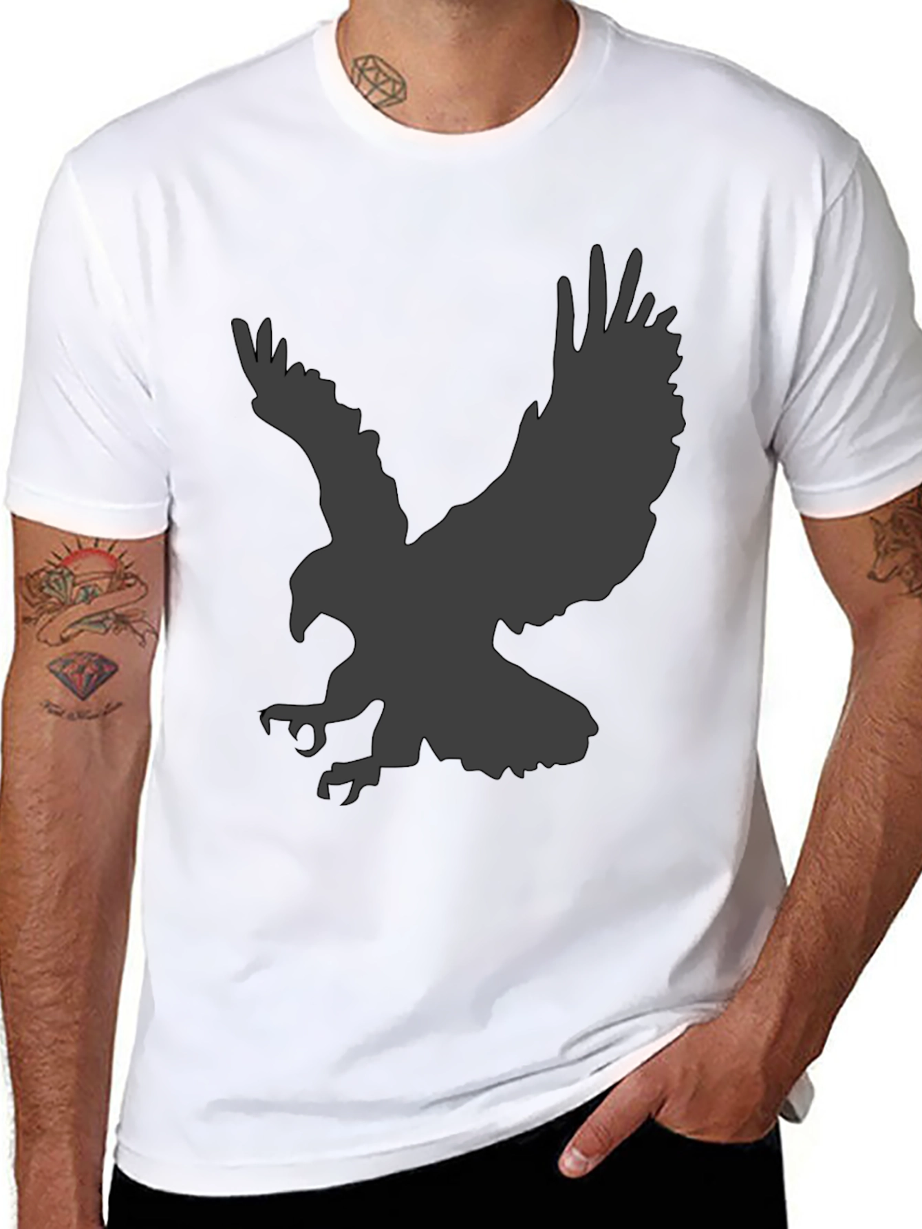 Mens Black Eagle Graphic T-Shirt