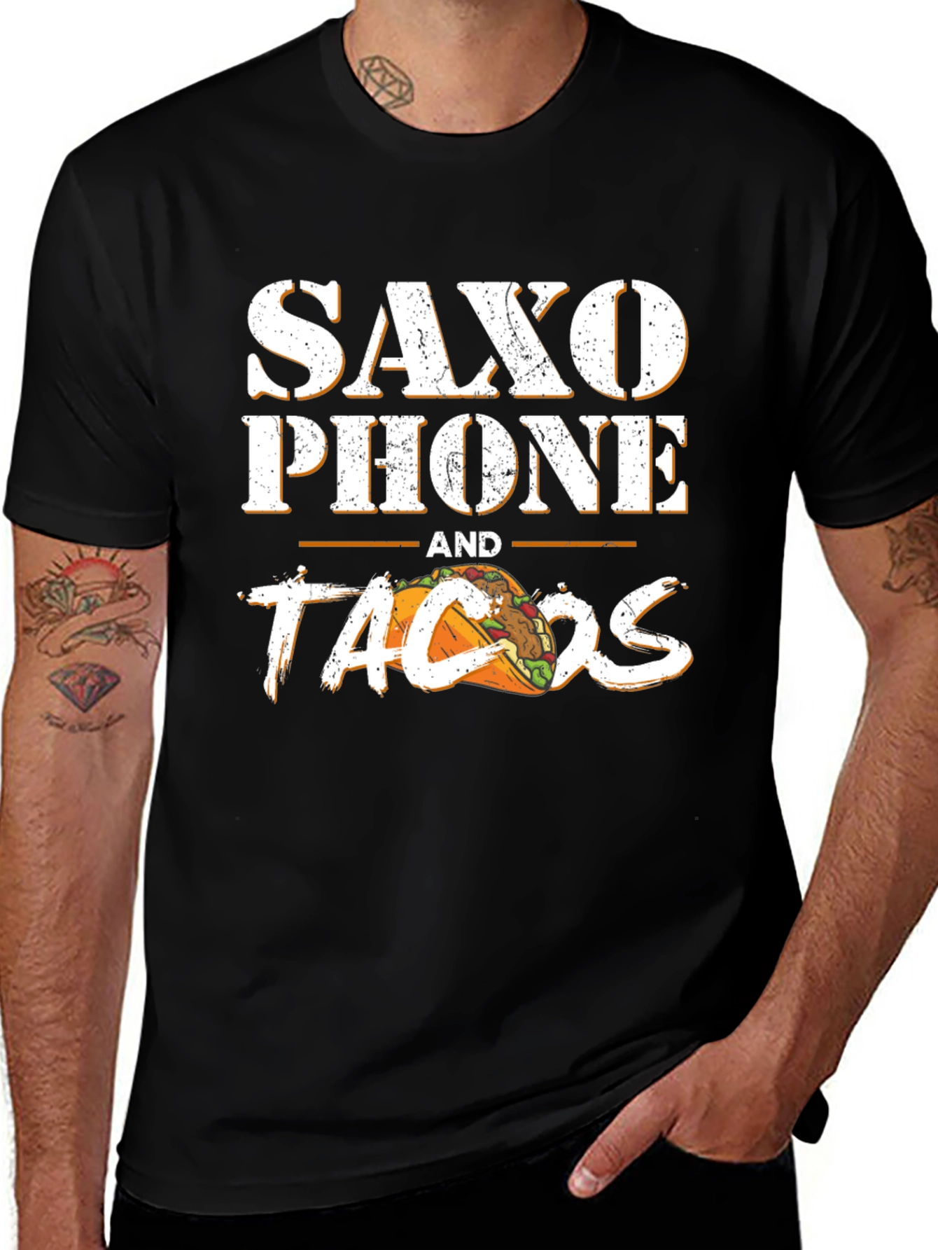 Saxophone and Tacos Graphic T-Shirt