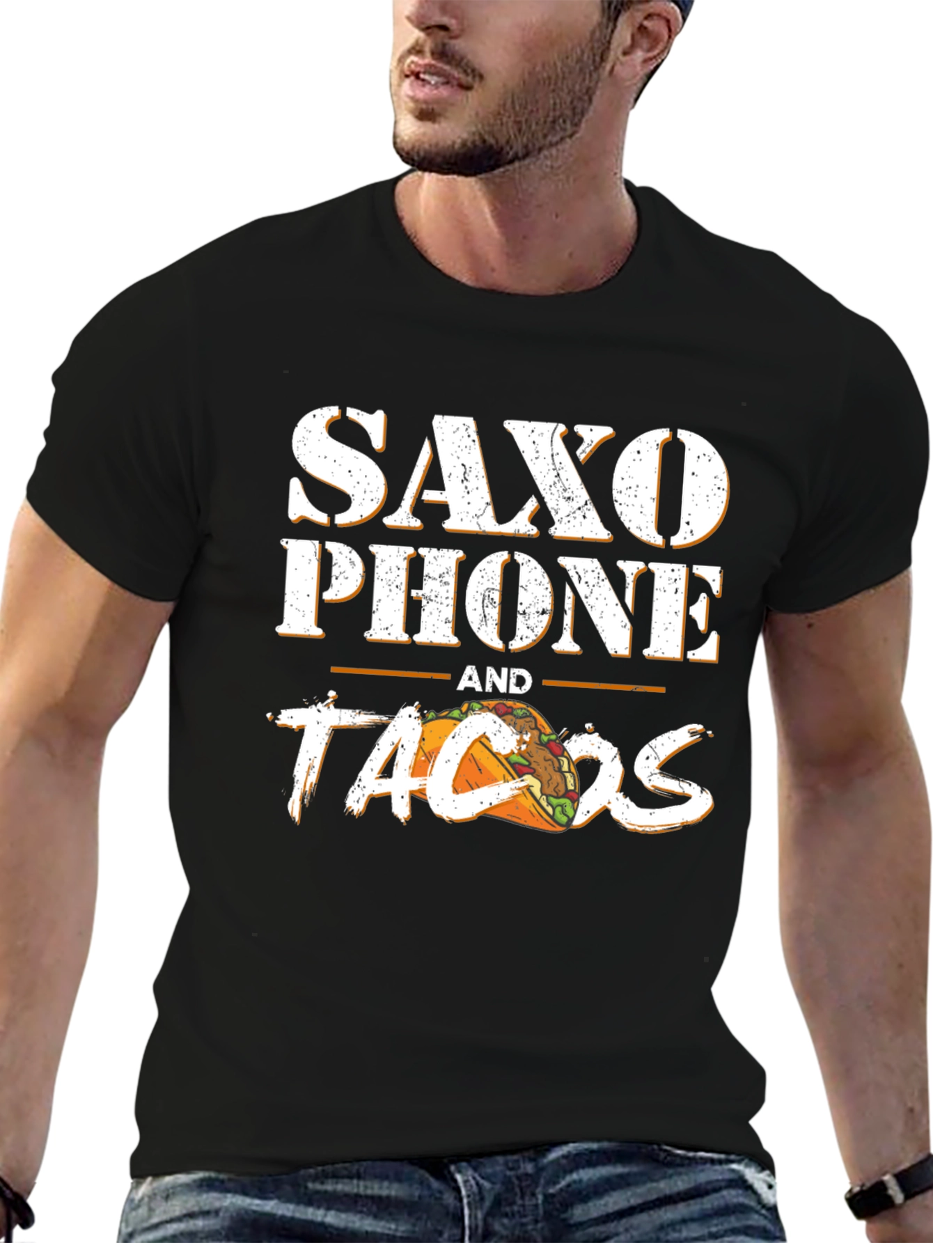 Saxophone and Tacos Graphic T-Shirt