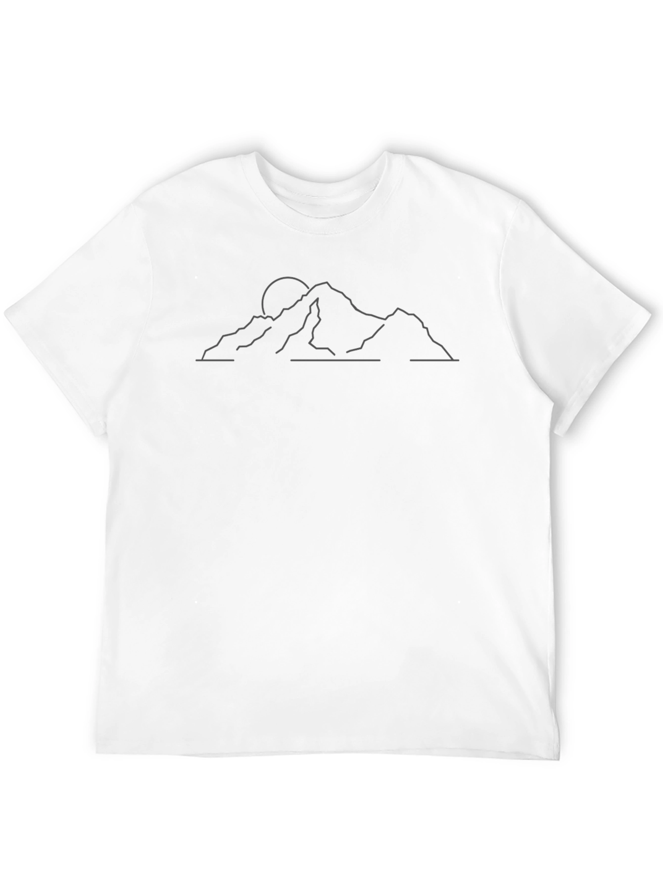 Minimalist Mountain Line Art Black T-Shirt