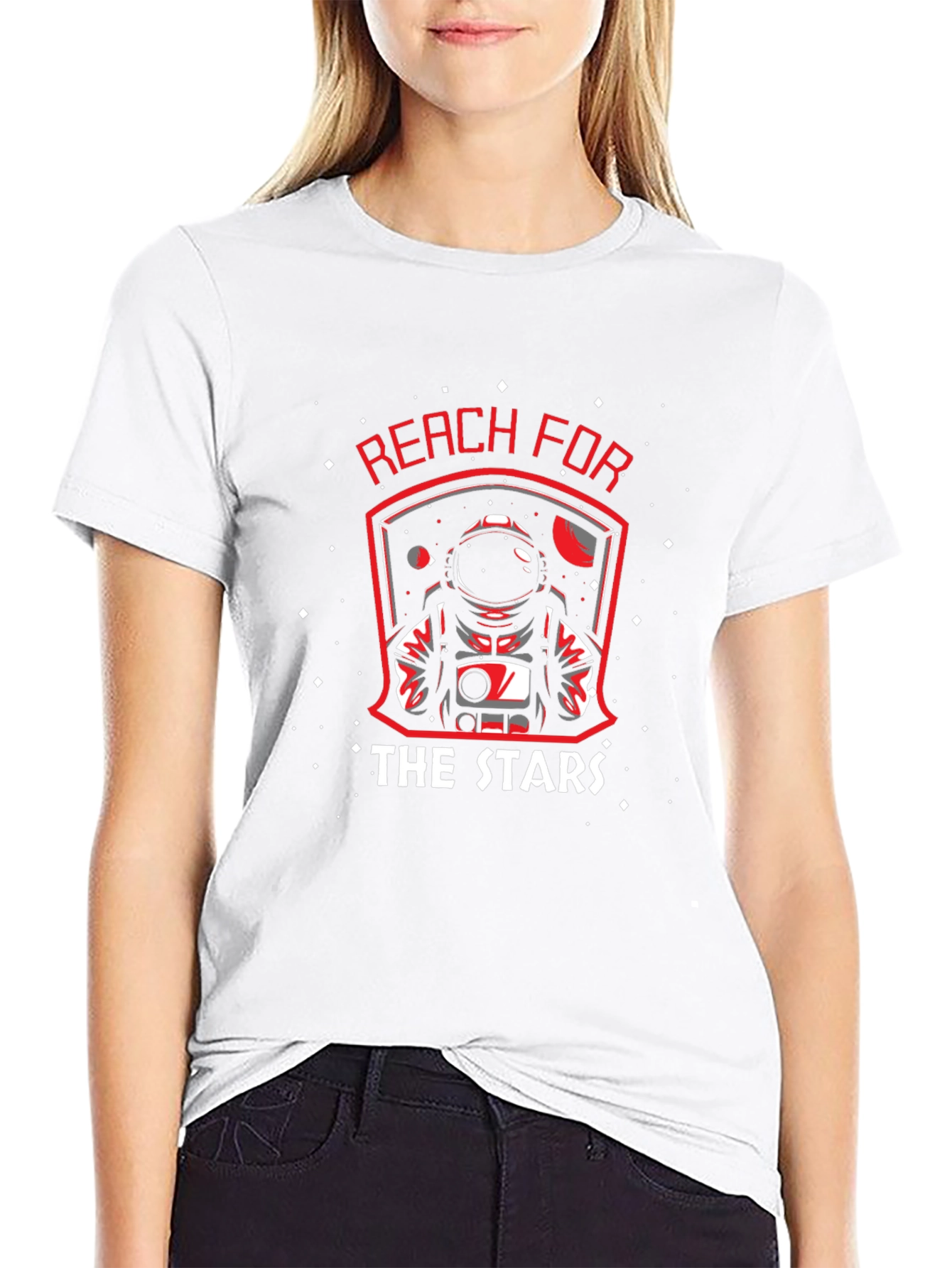 Reach for the Stars Astronaut Graphic Black T-Shirt