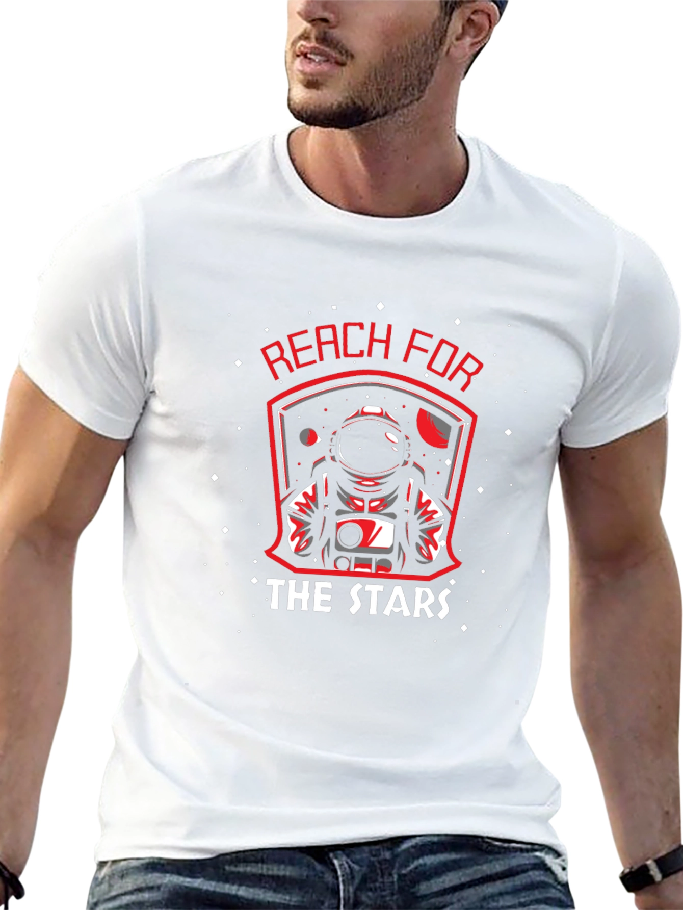 Reach for the Stars Astronaut Graphic Black T-Shirt