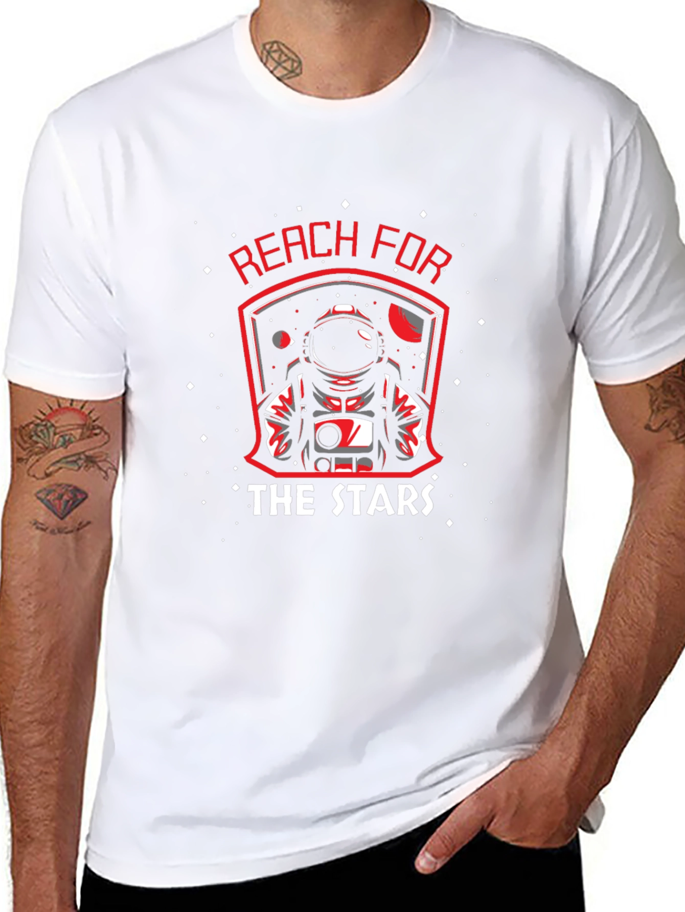 Reach for the Stars Astronaut Graphic Black T-Shirt