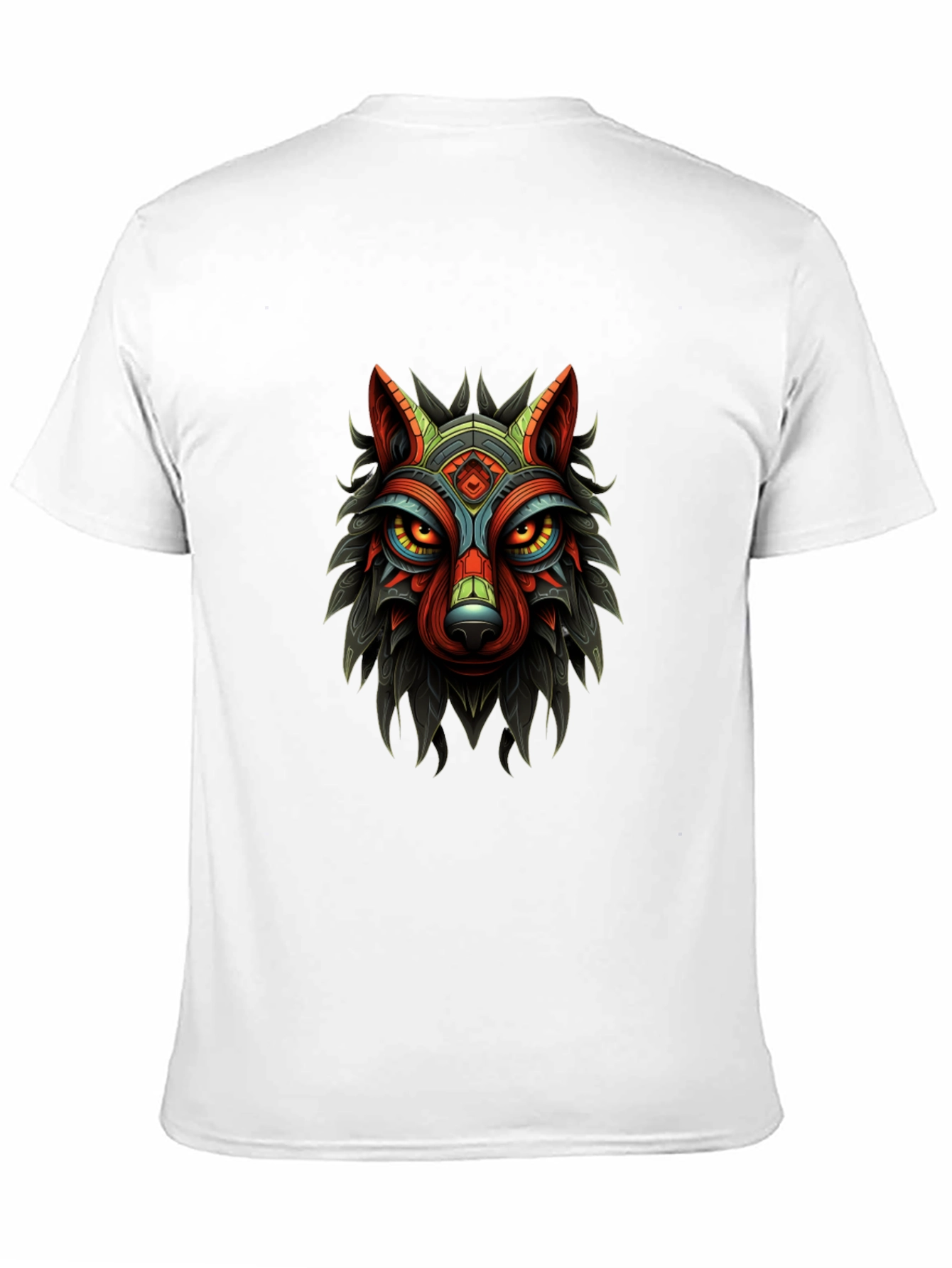 Tribal Wolf Graphic Print Black T-Shirt
