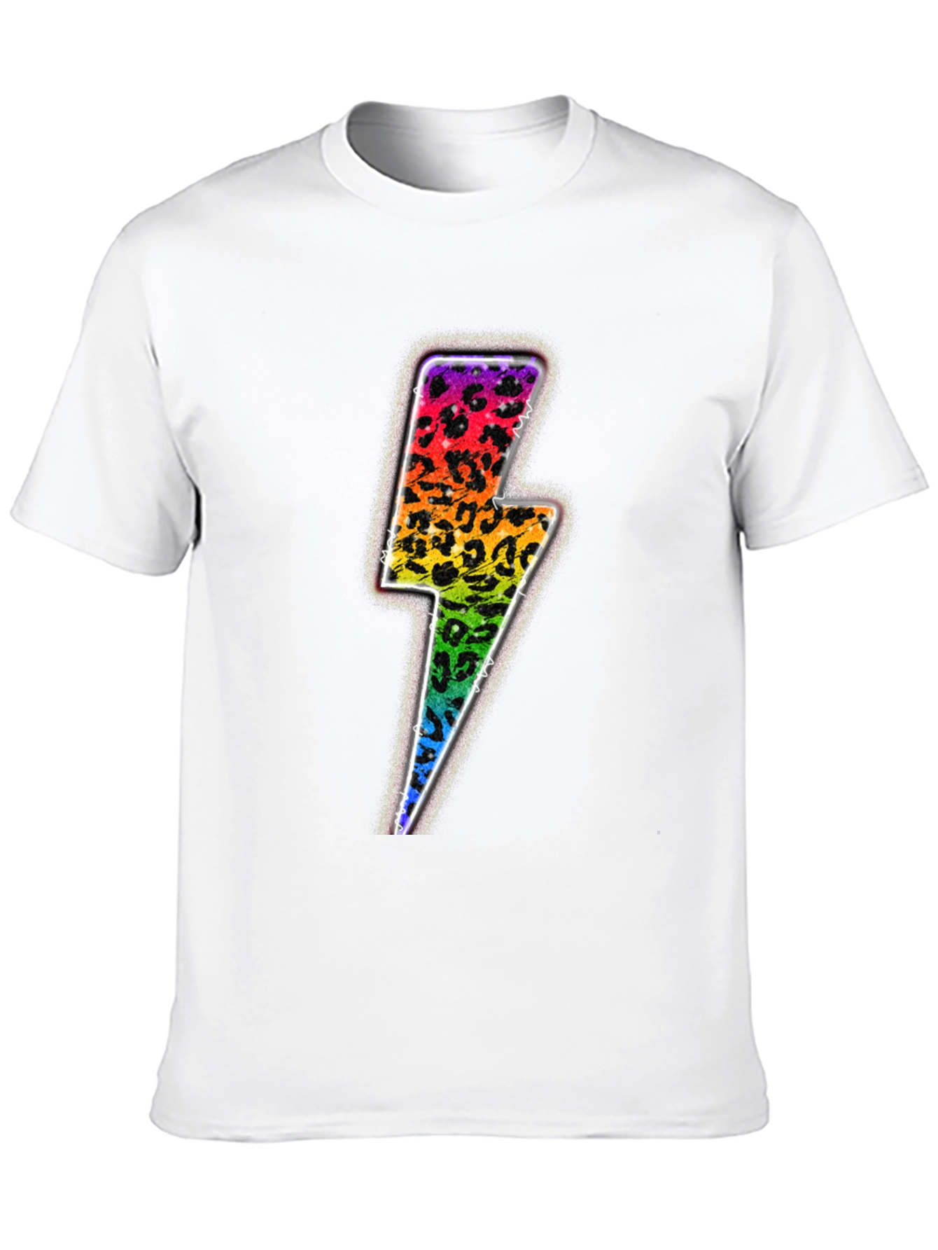 Rainbow Leopard Lightning Bolt Graphic Tee