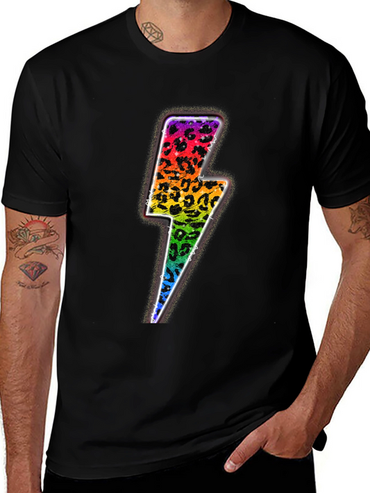 Rainbow Leopard Lightning Bolt Graphic Tee